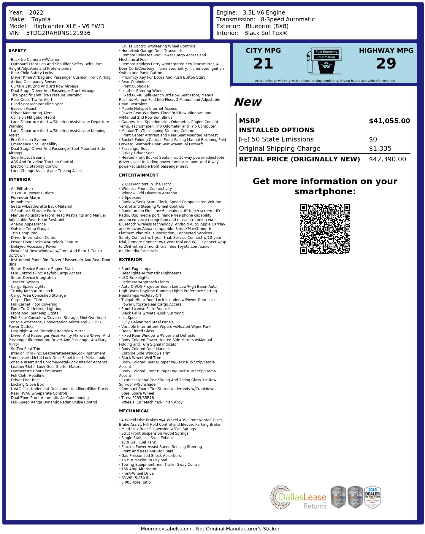 Monroney Label