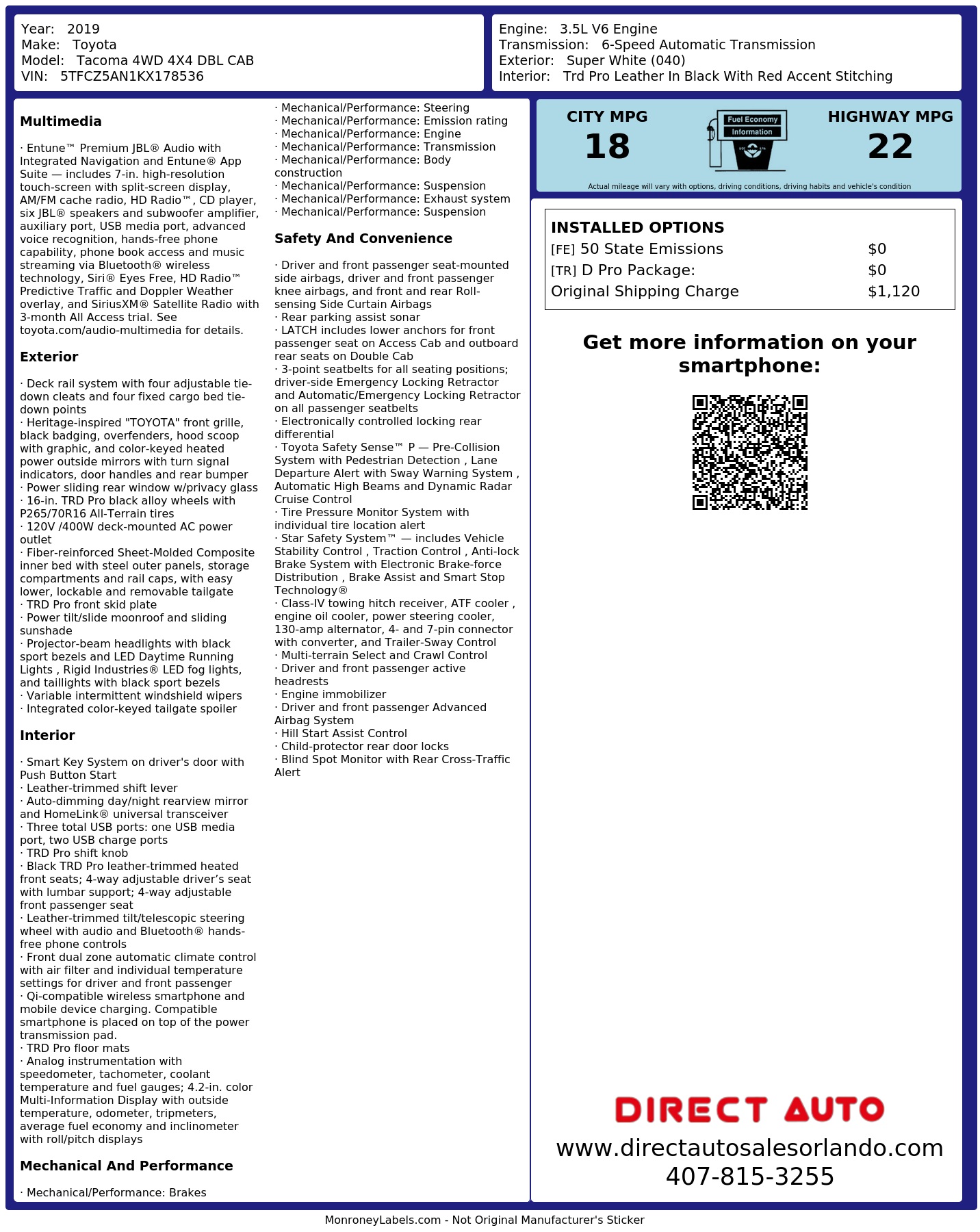 Monroney Label