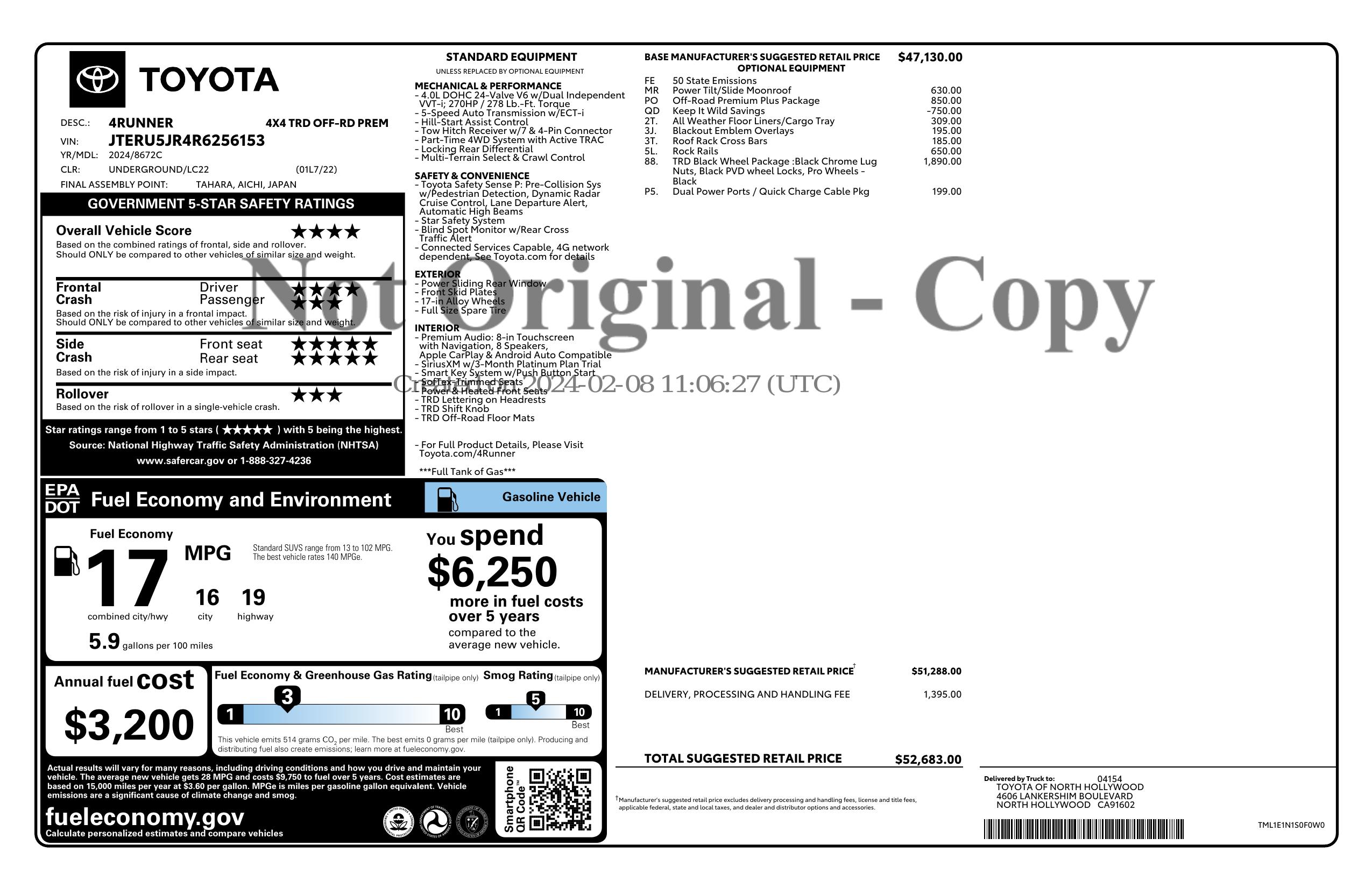 Monroney Label