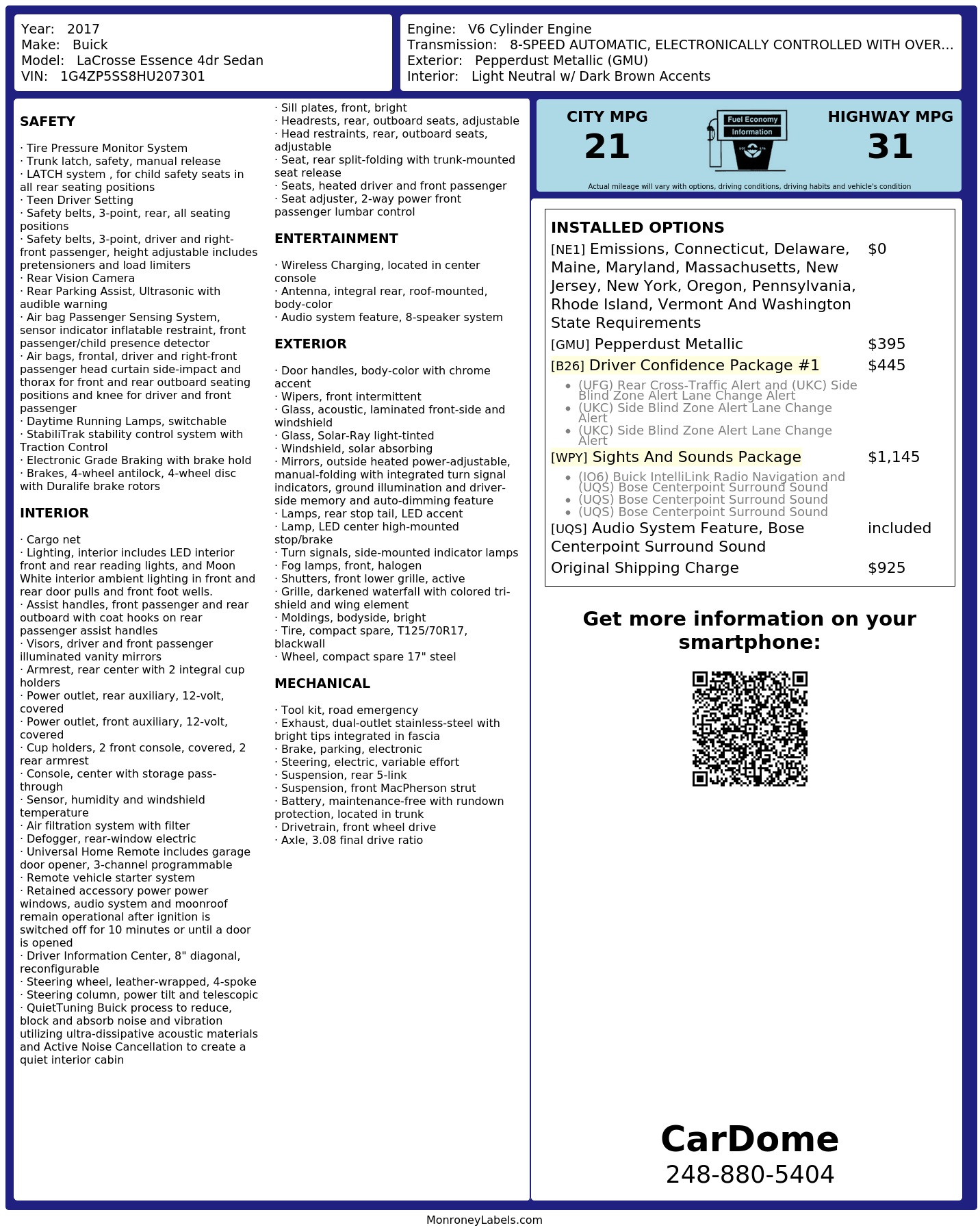 Monroney Label