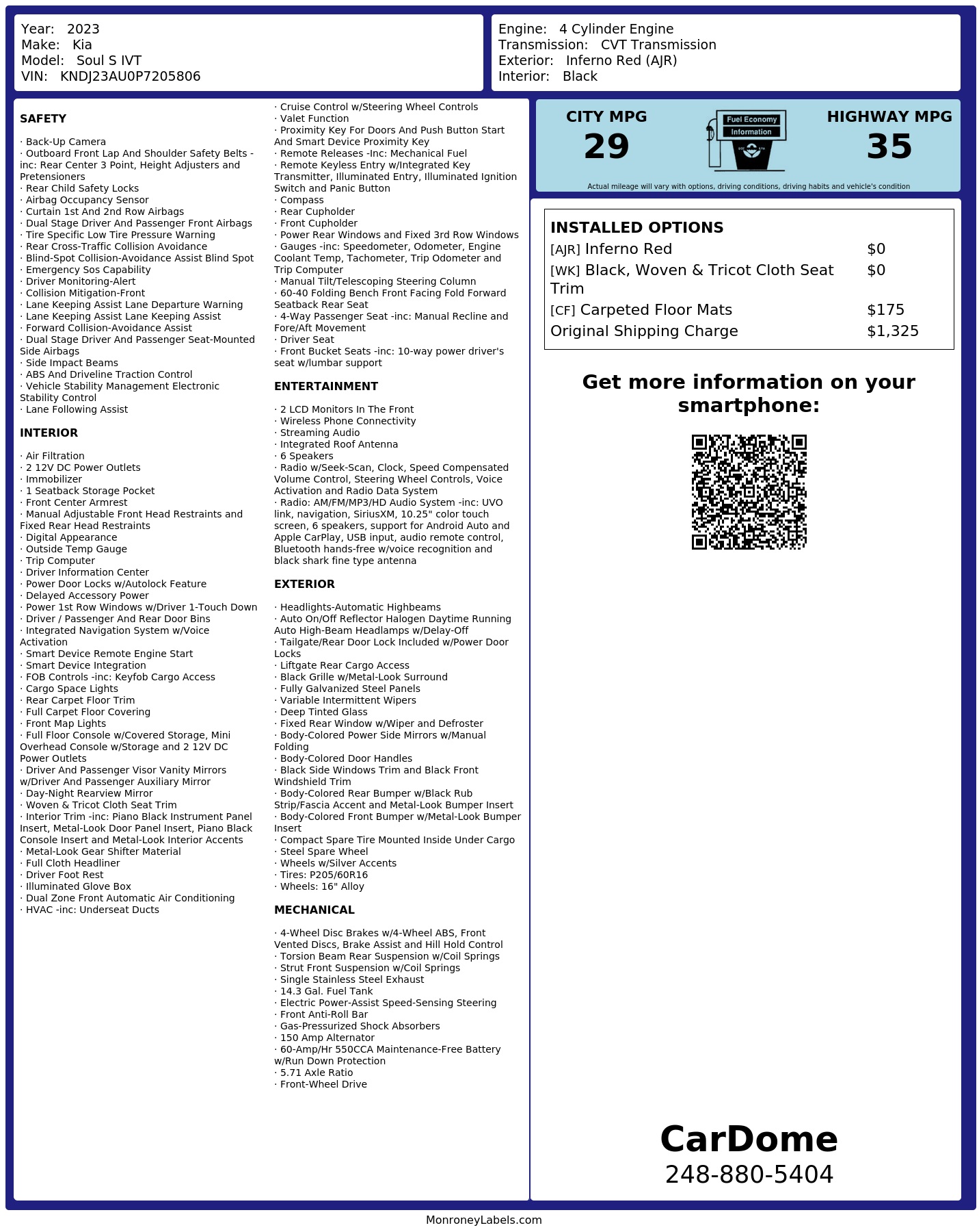 Monroney Label