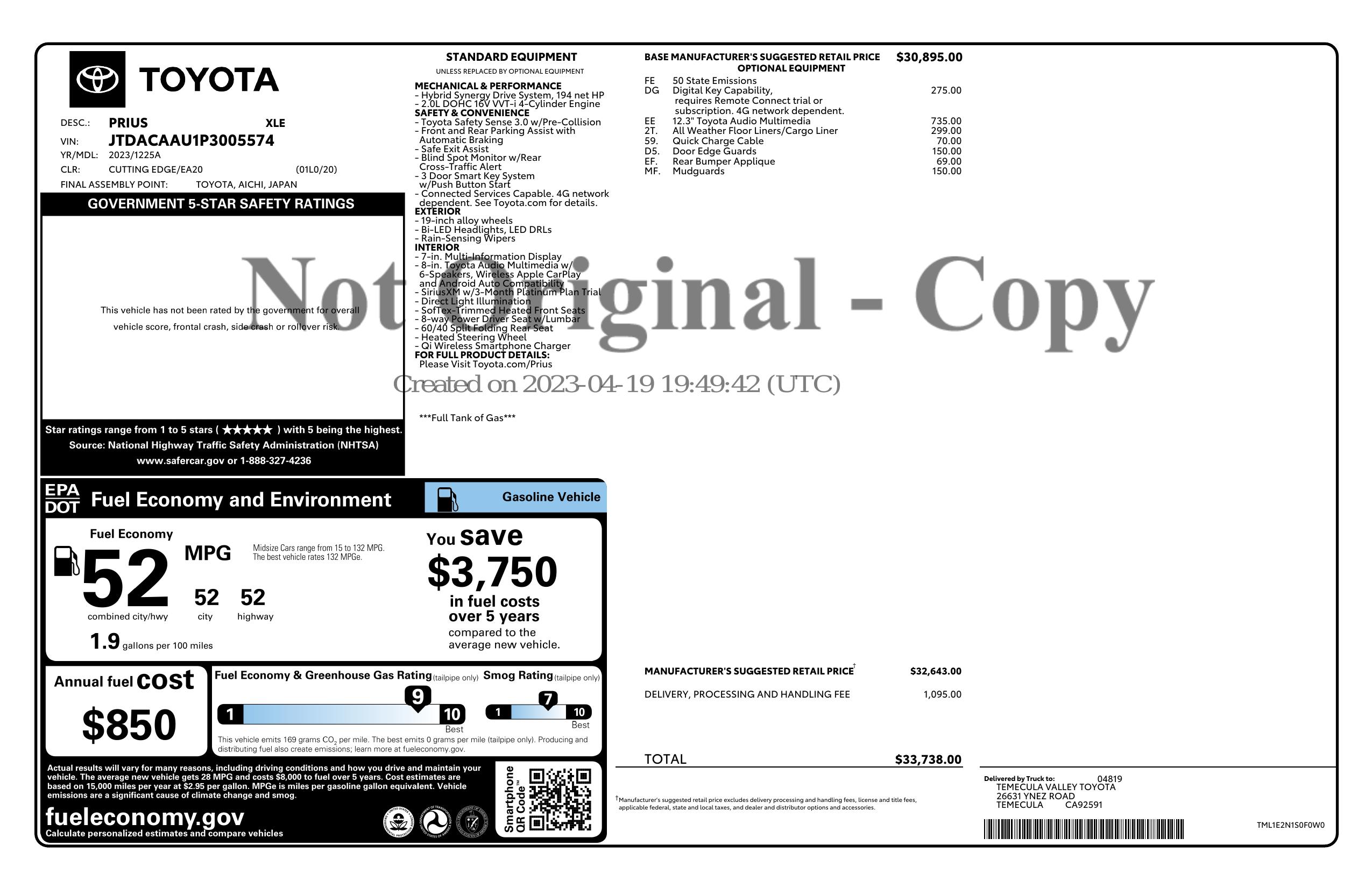 Monroney Label