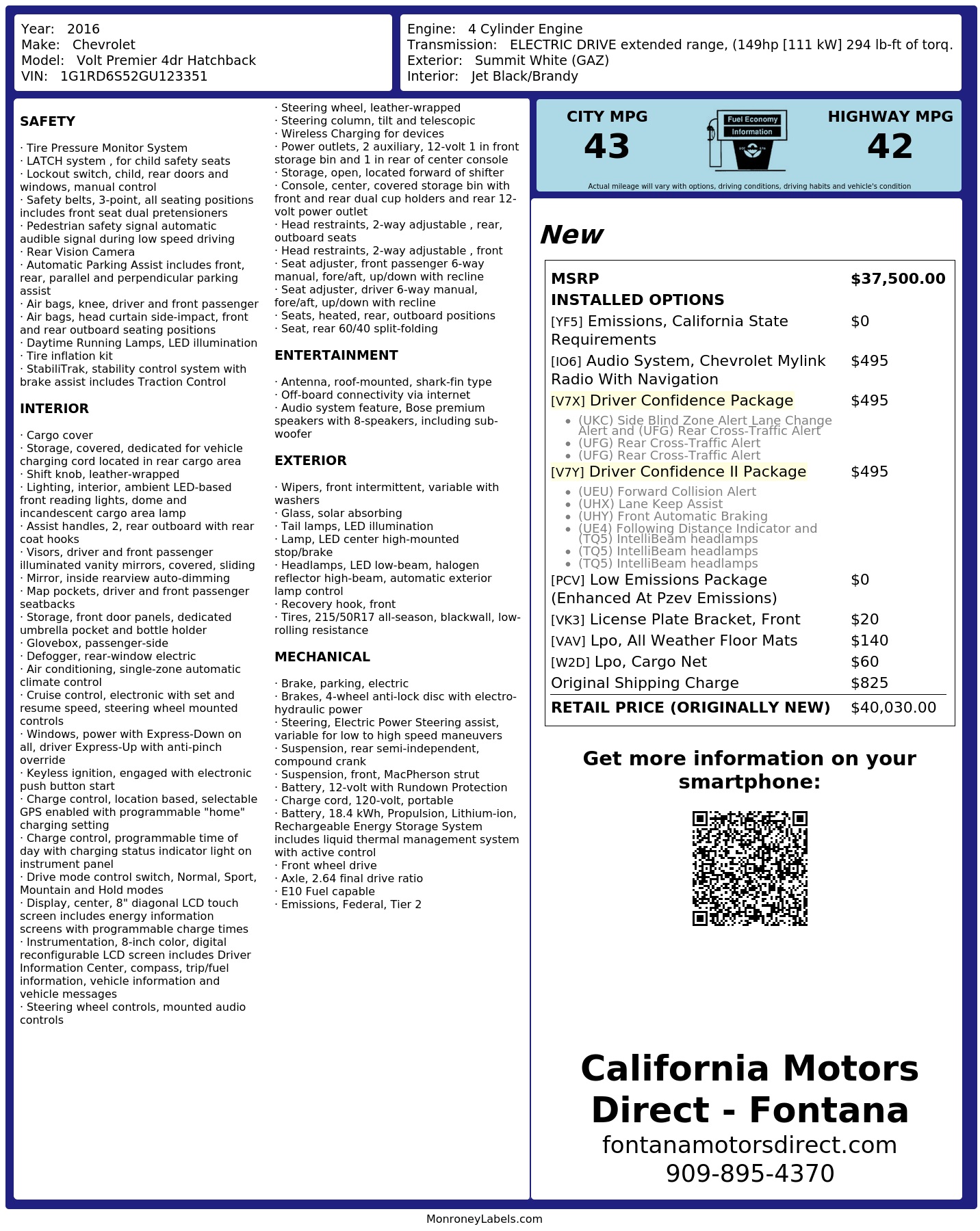 Monroney Label