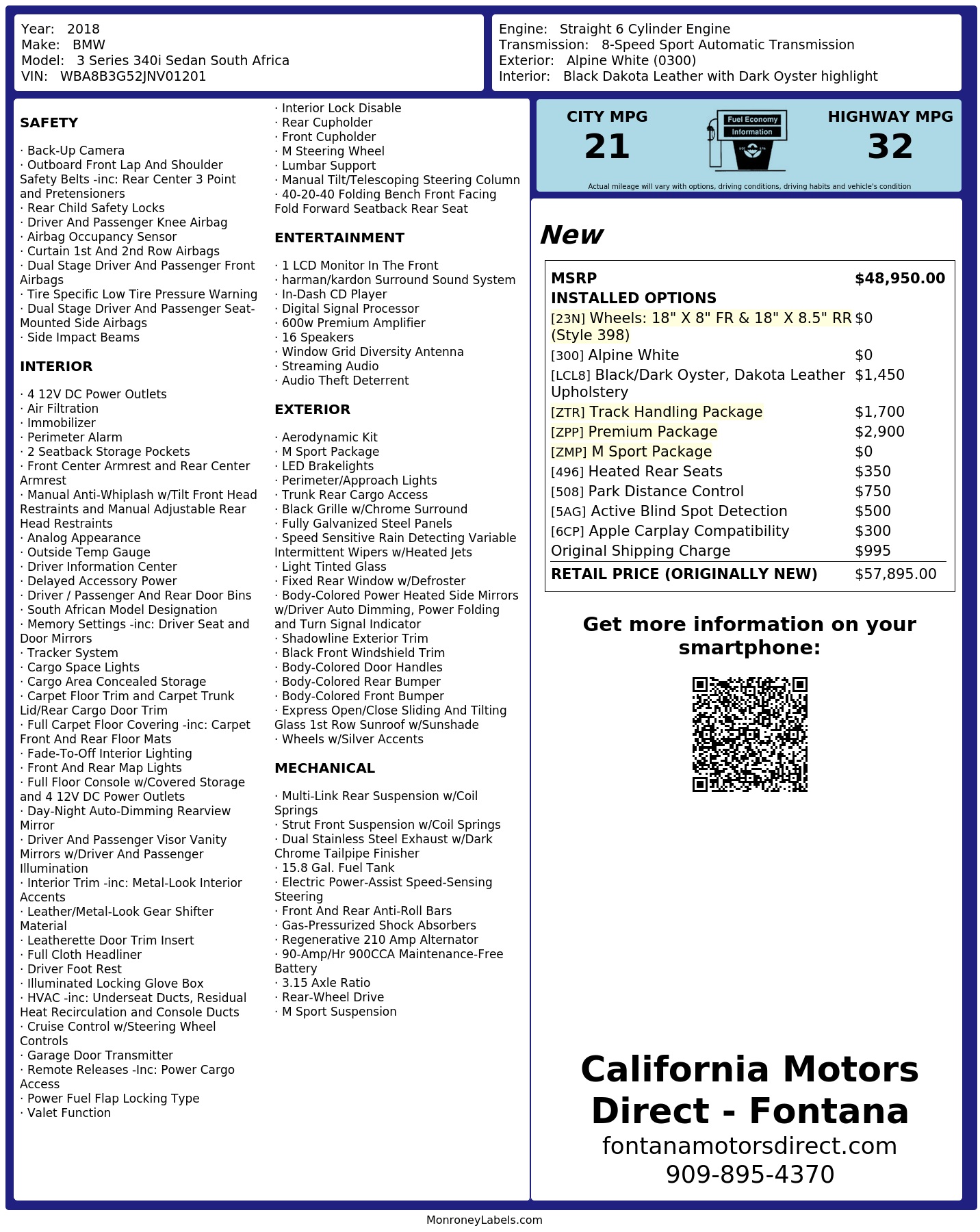Monroney Label