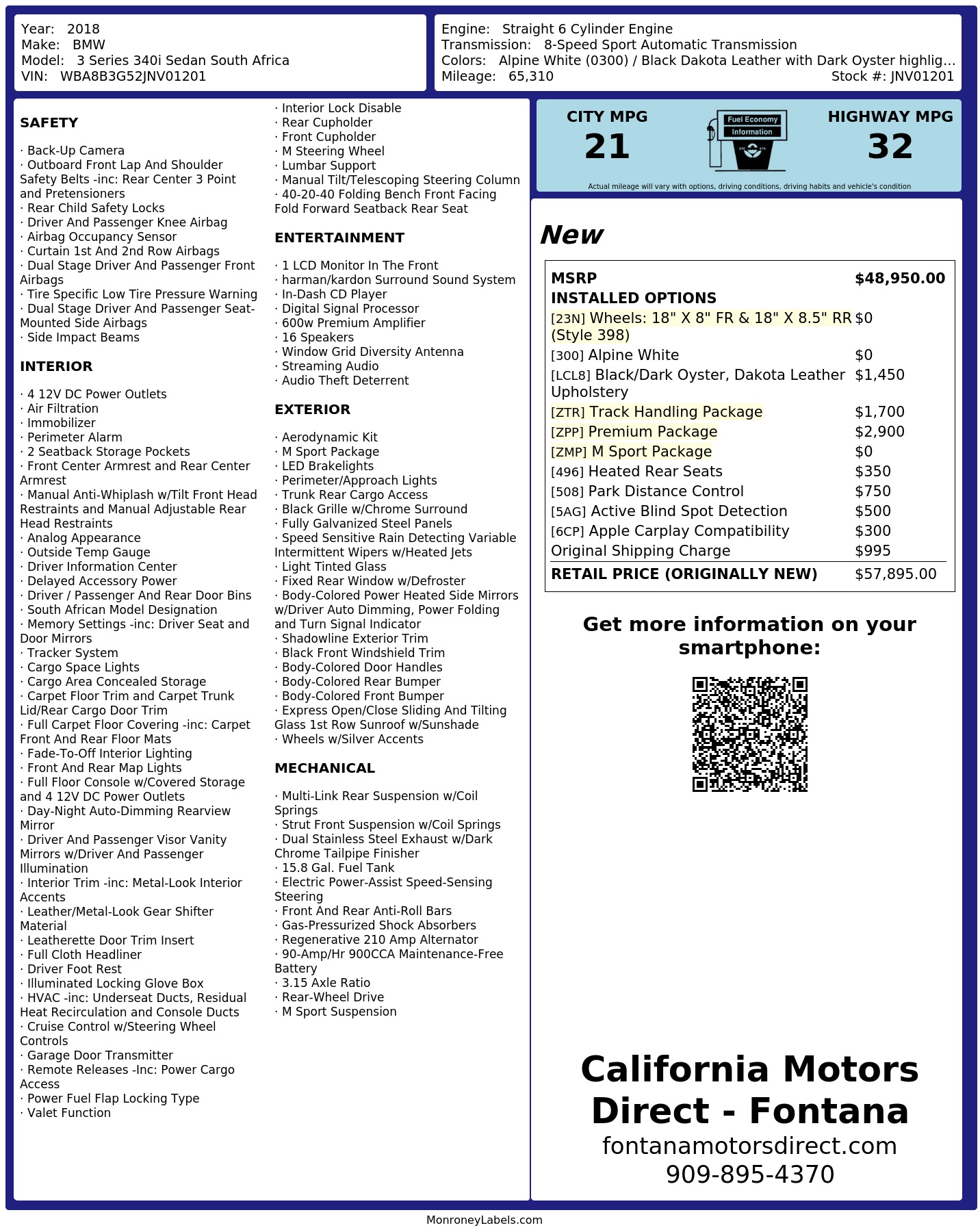 Monroney Label