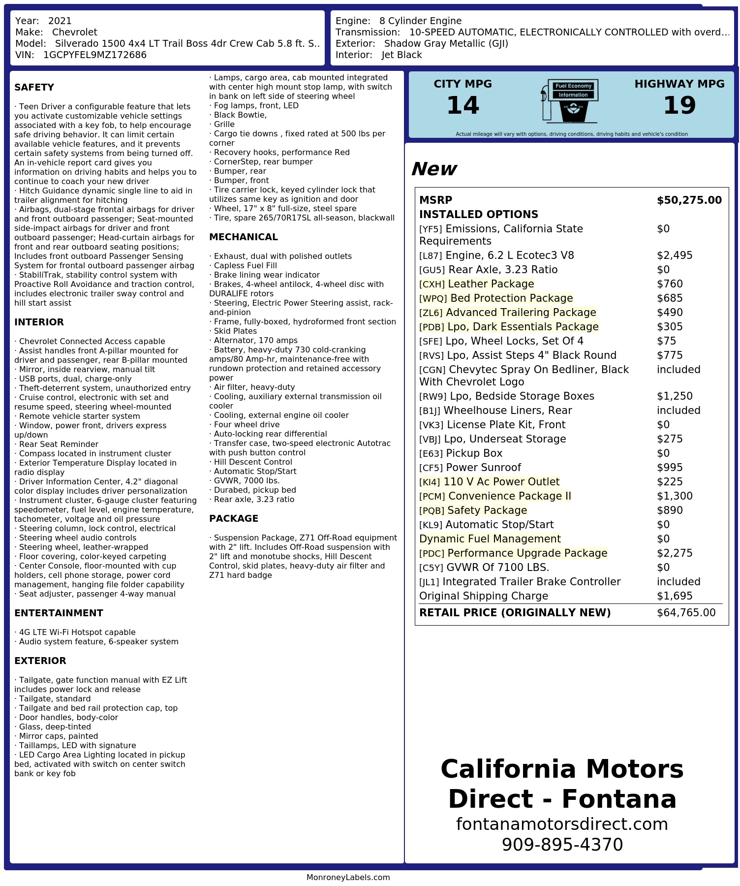 Monroney Label