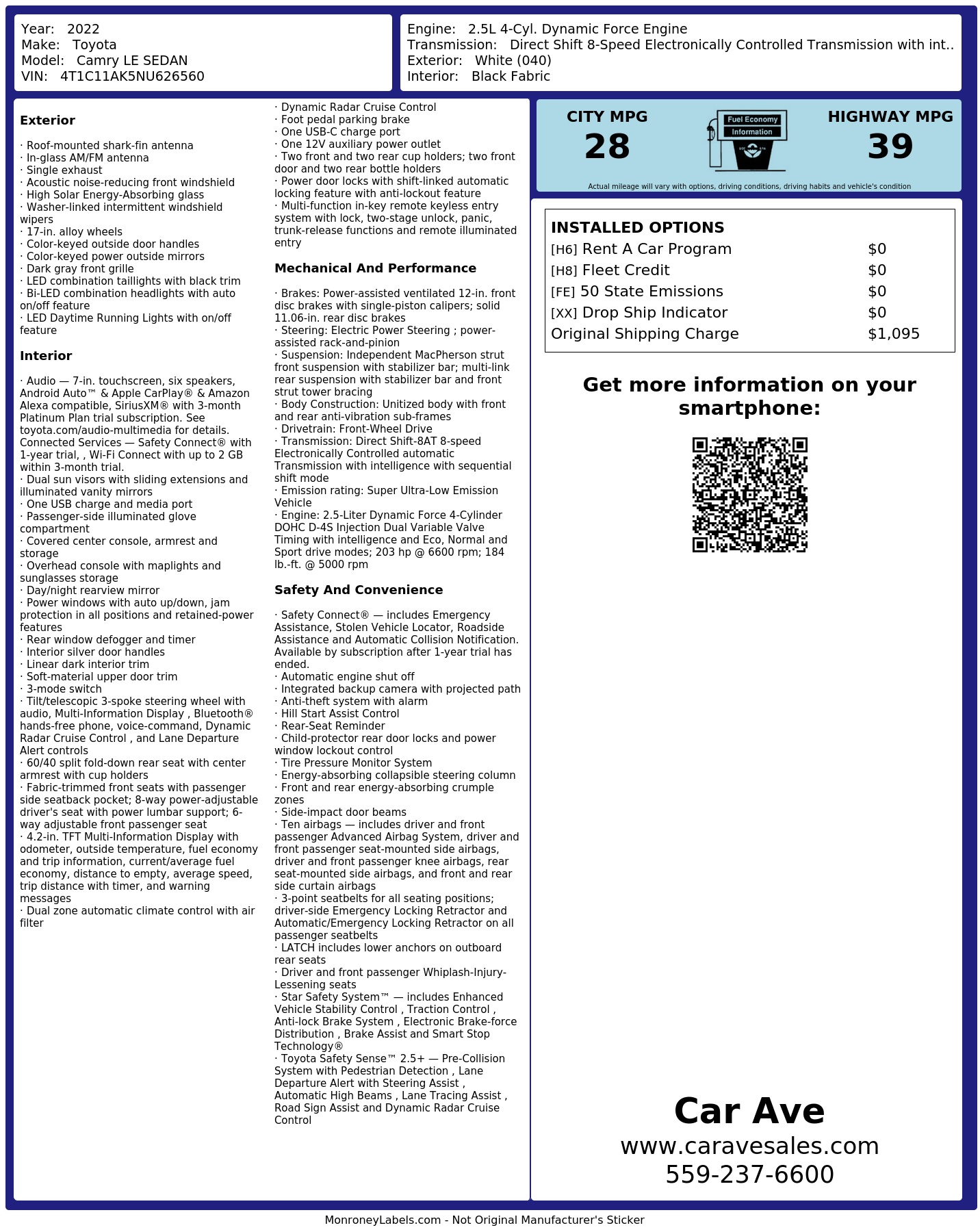 Monroney Label