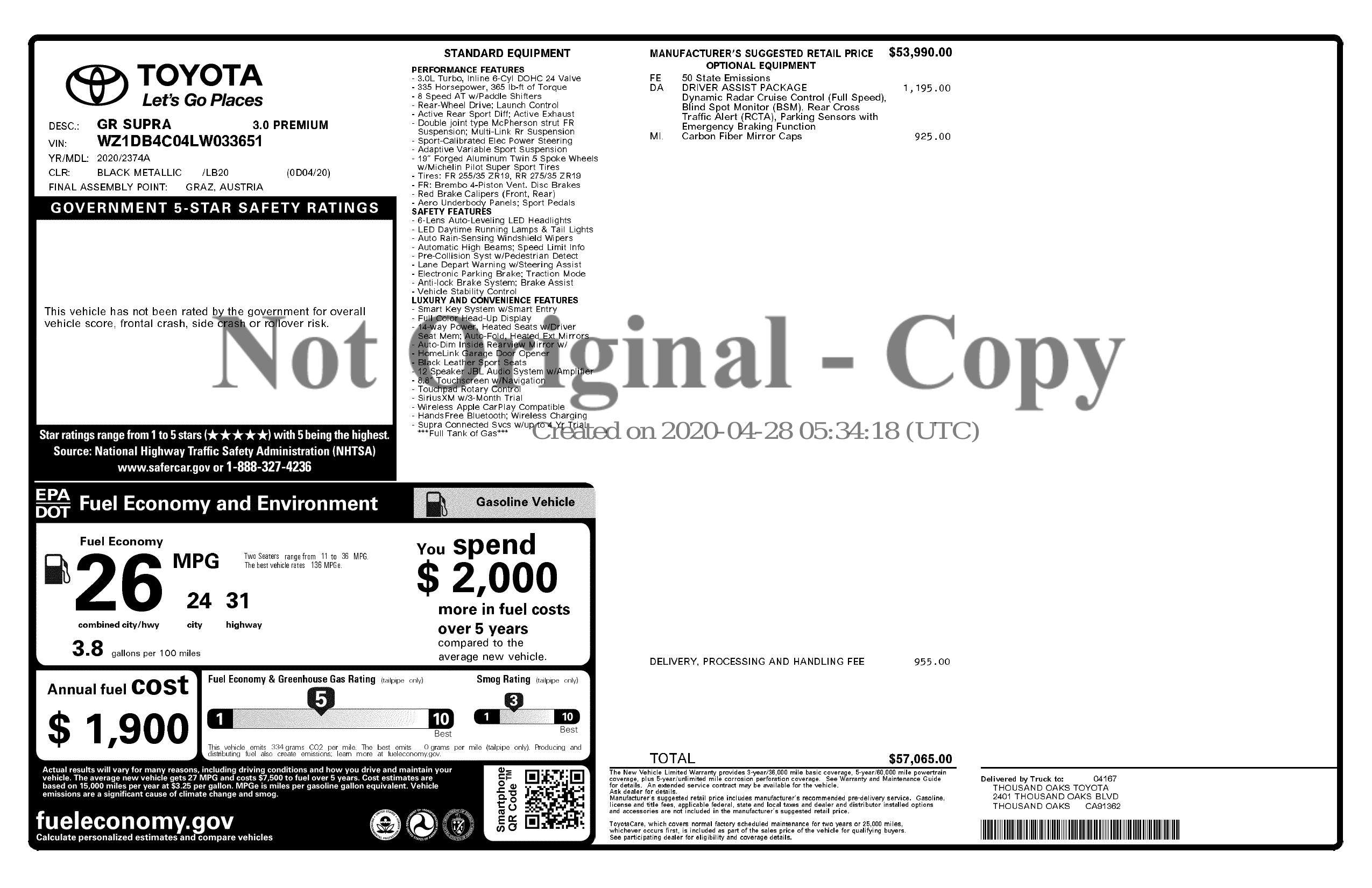 Monroney Label
