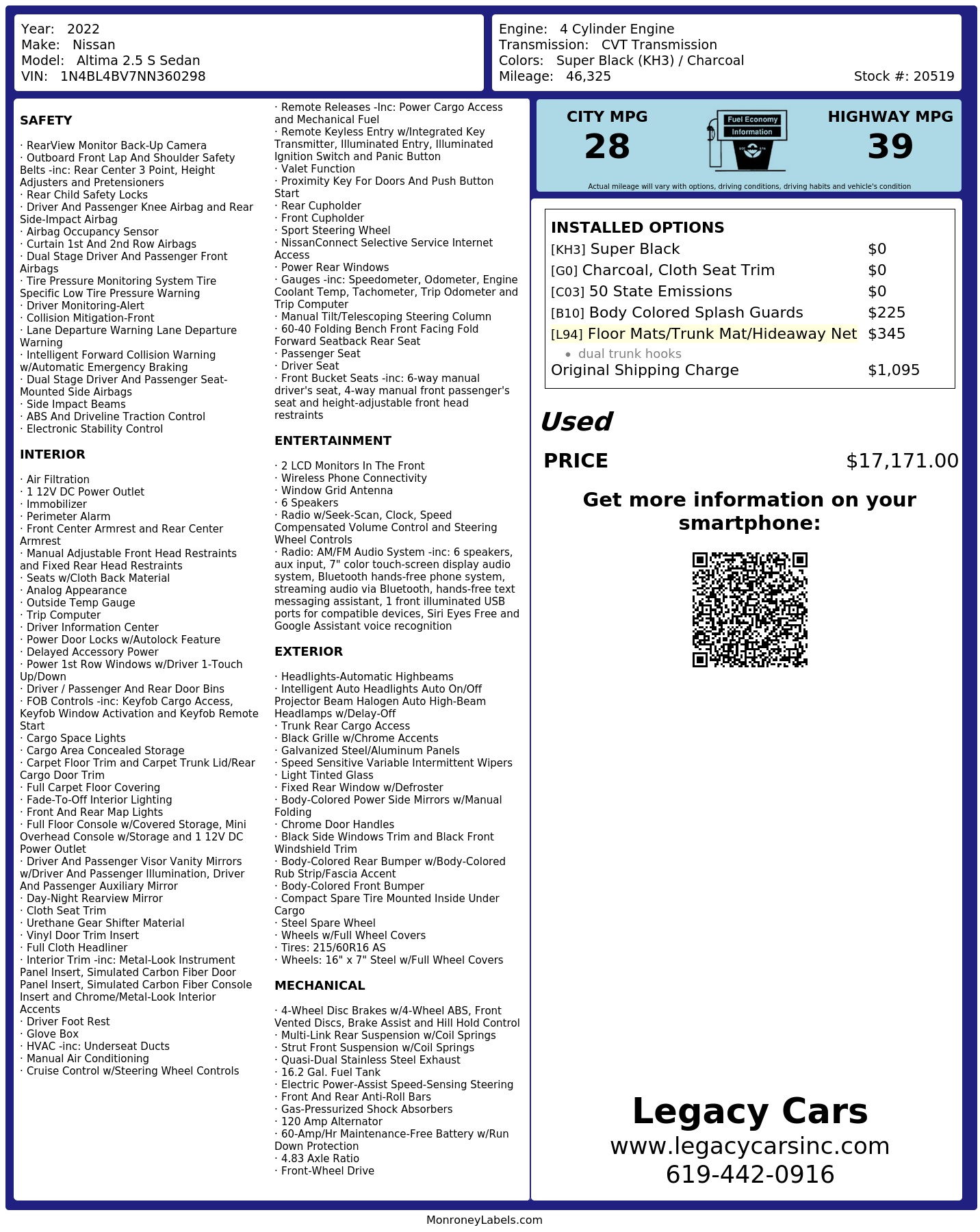 Monroney Label