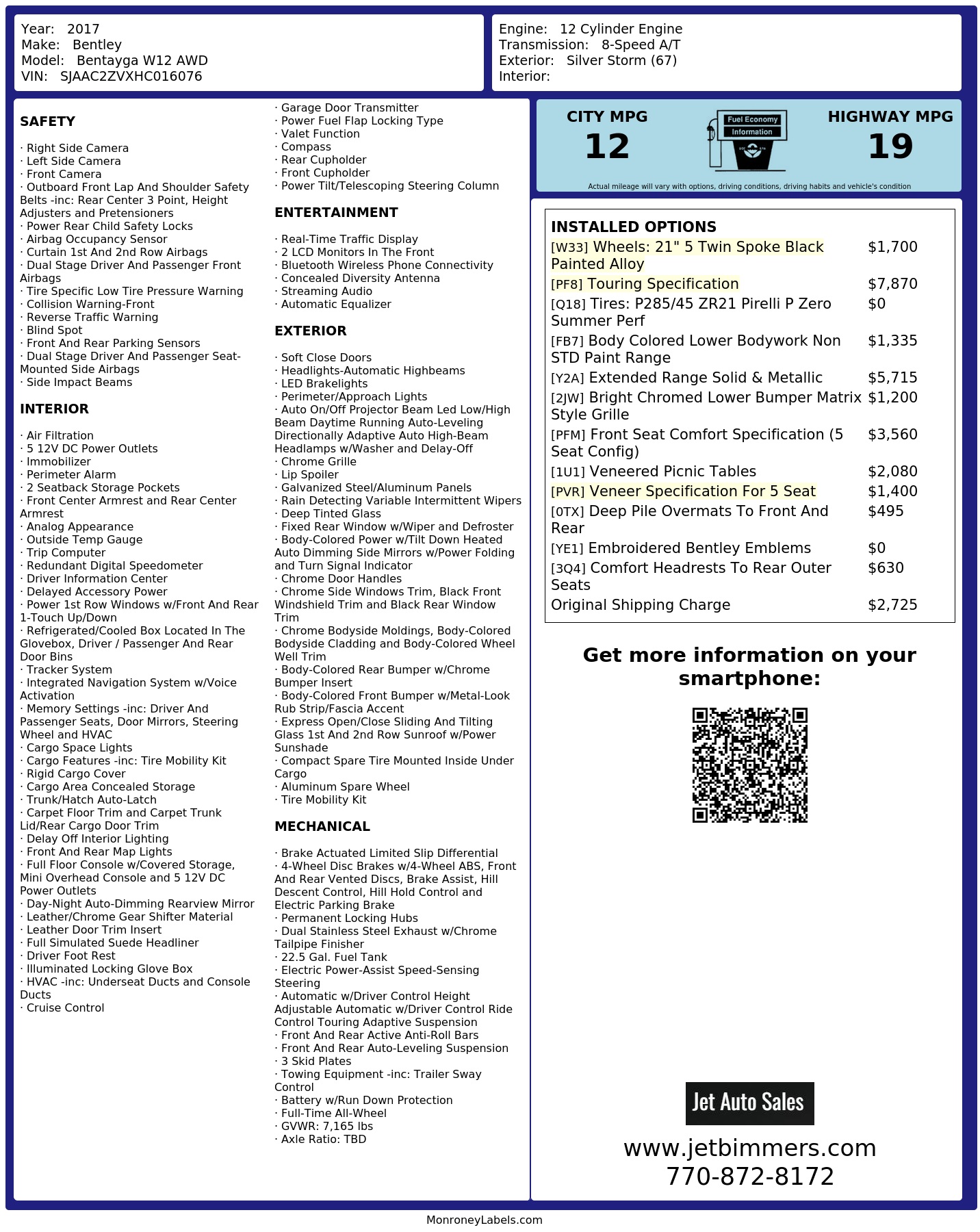 Monroney Label
