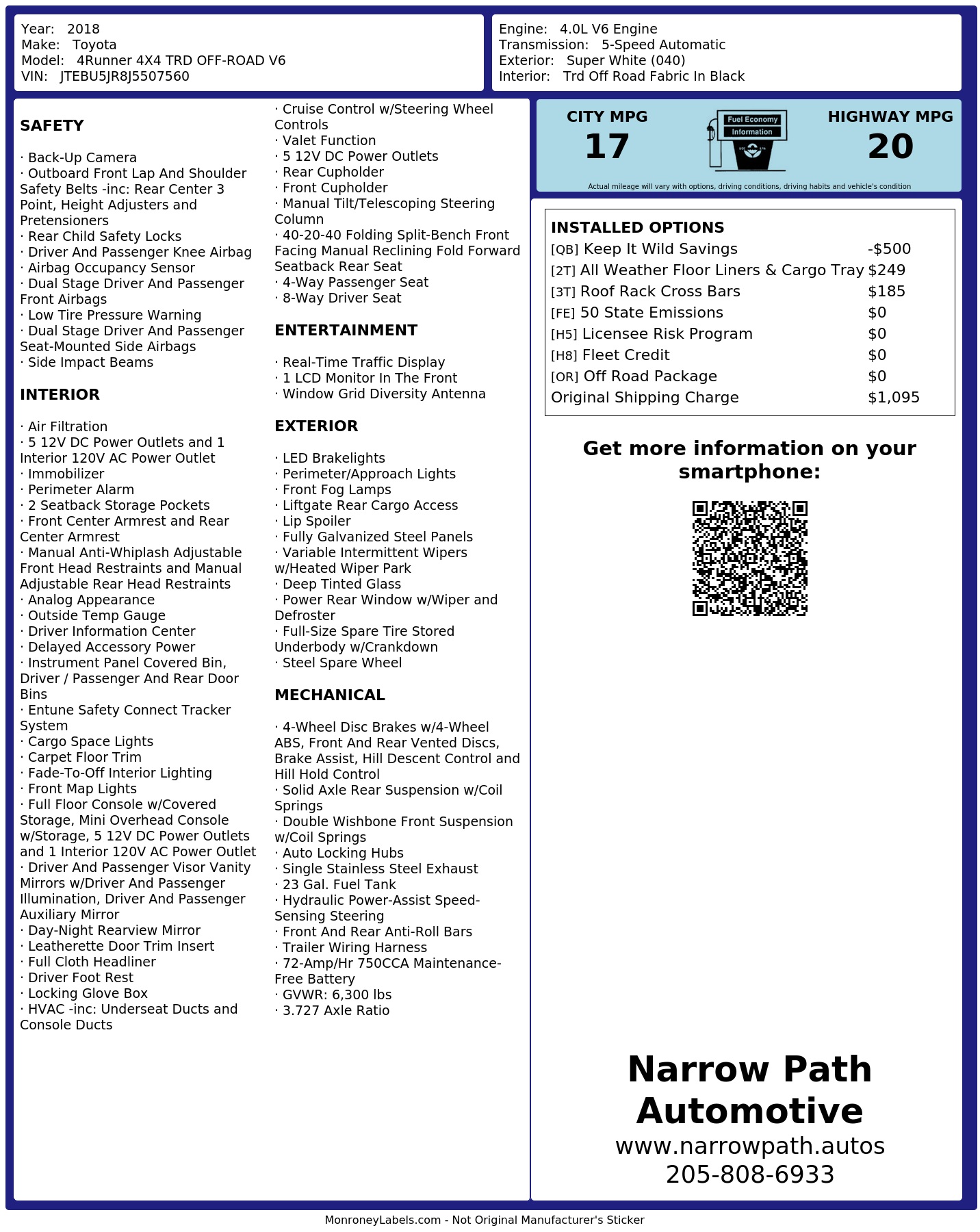 Monroney Label