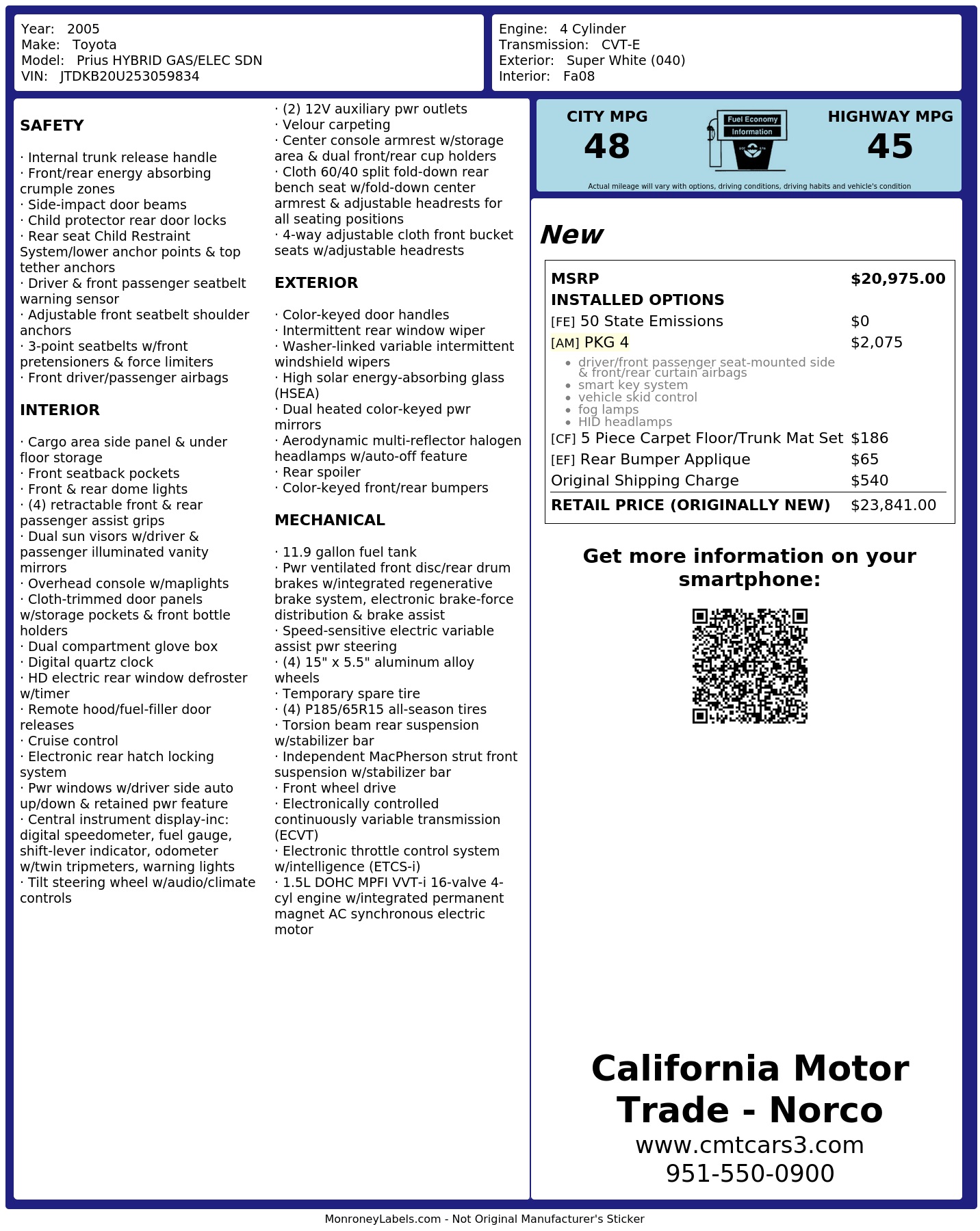 Monroney Label