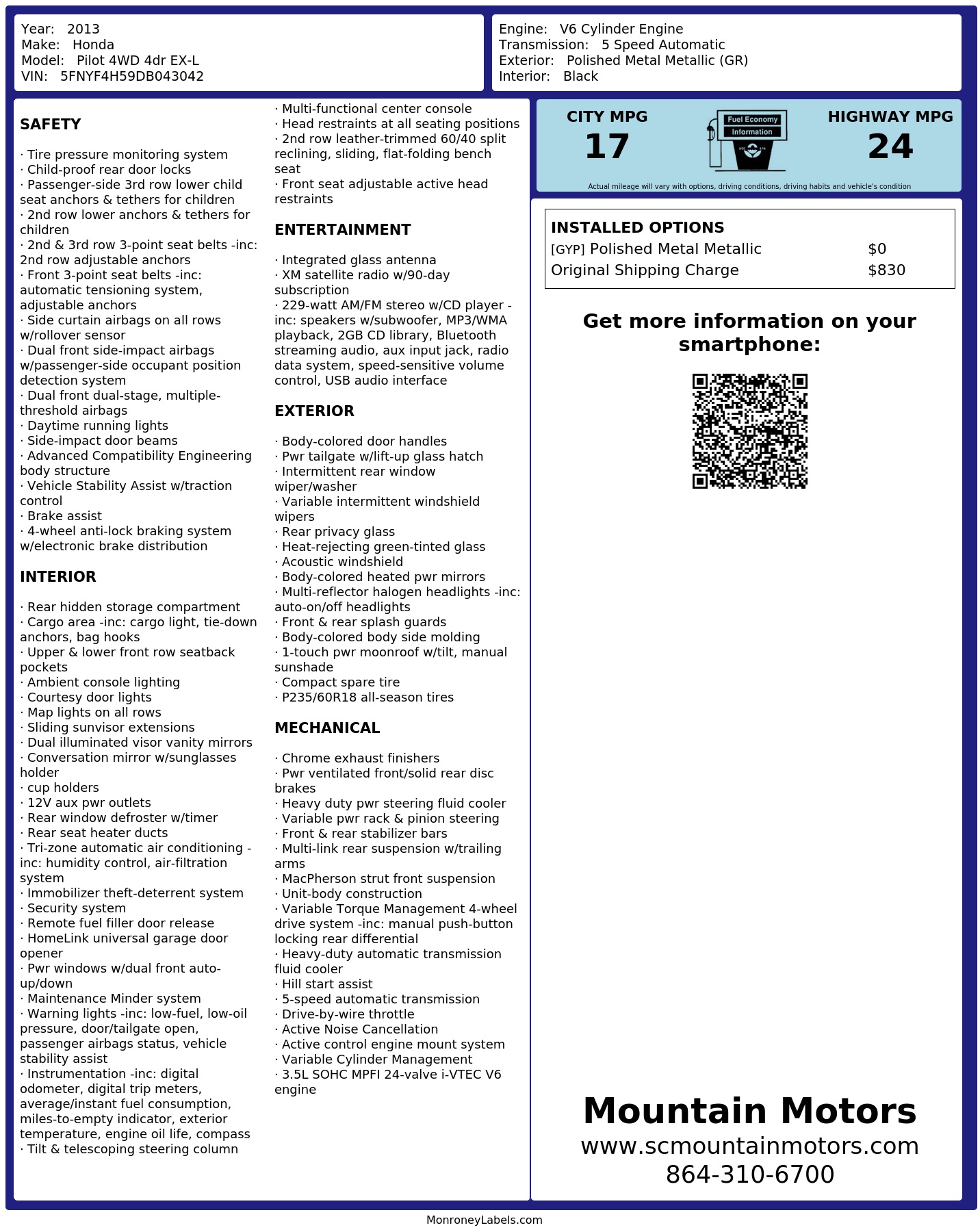 Monroney Label