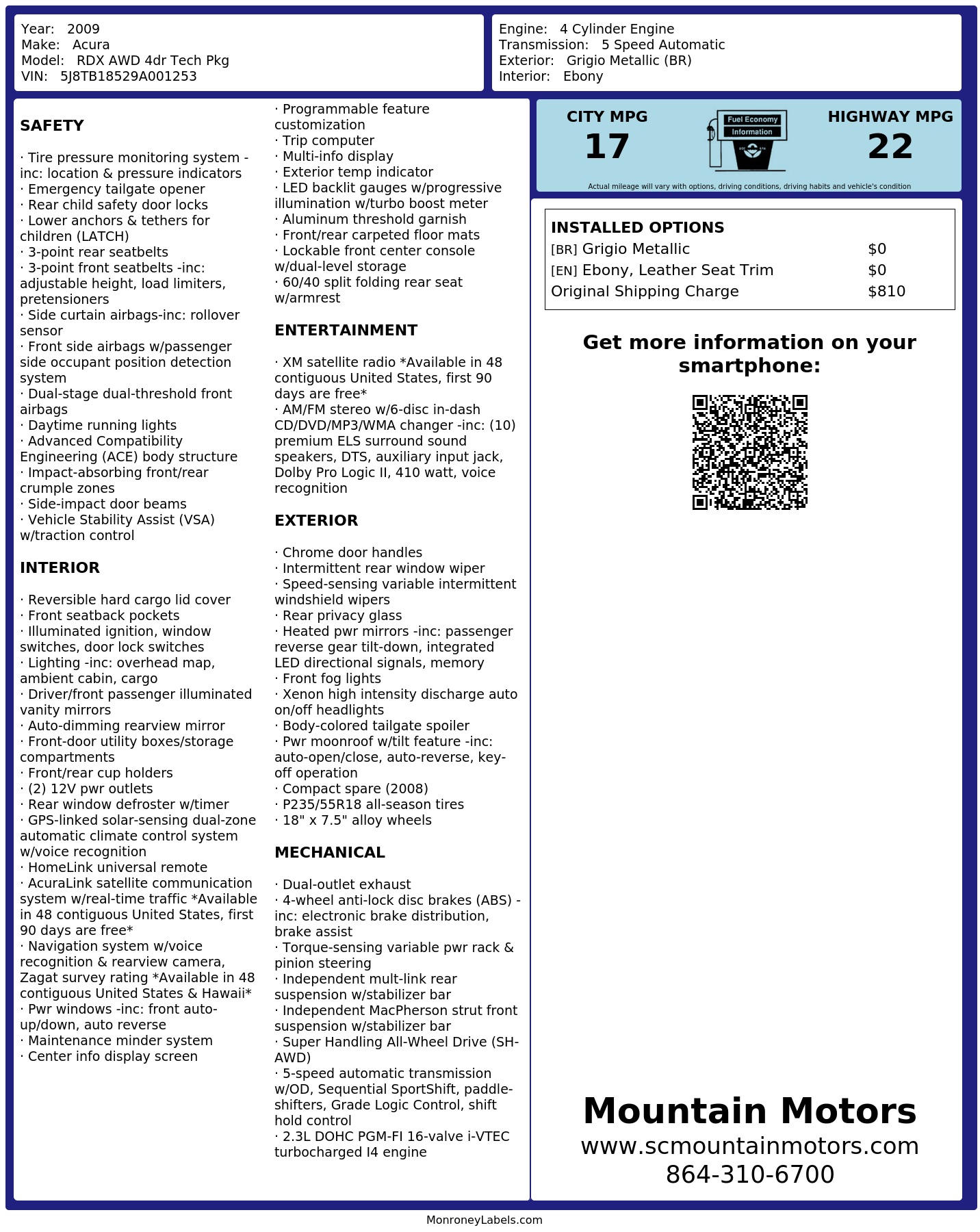 Monroney Label