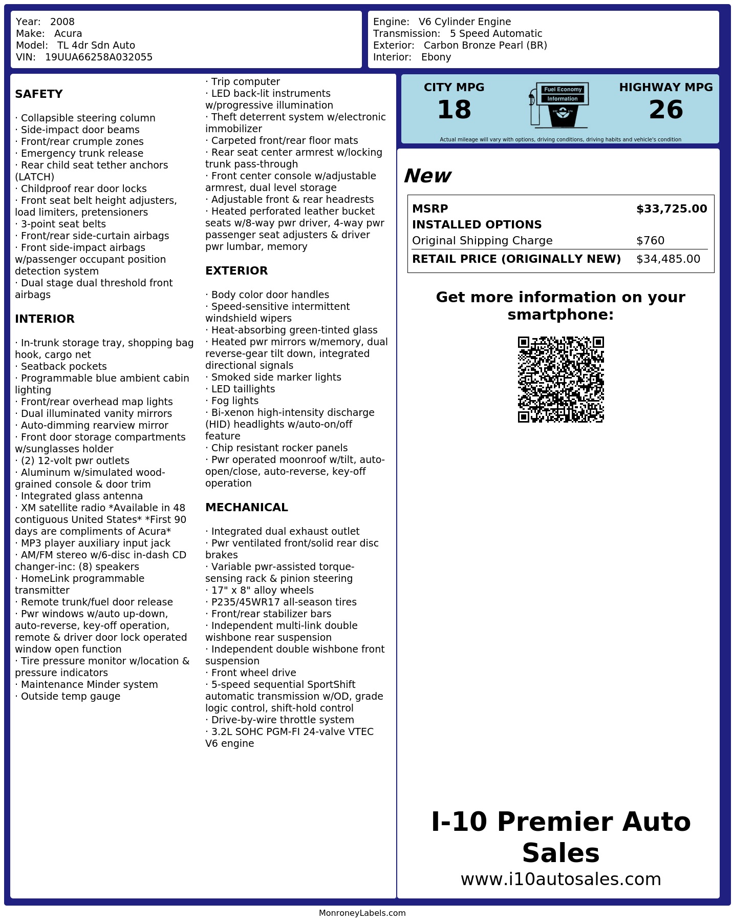 Monroney Label