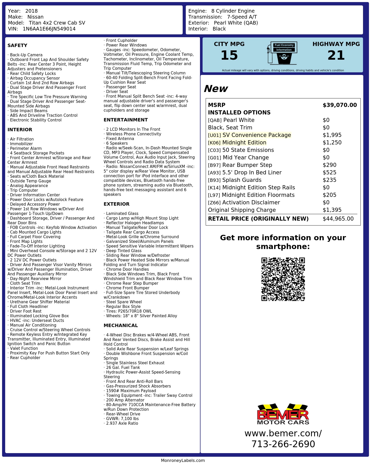 Monroney Label