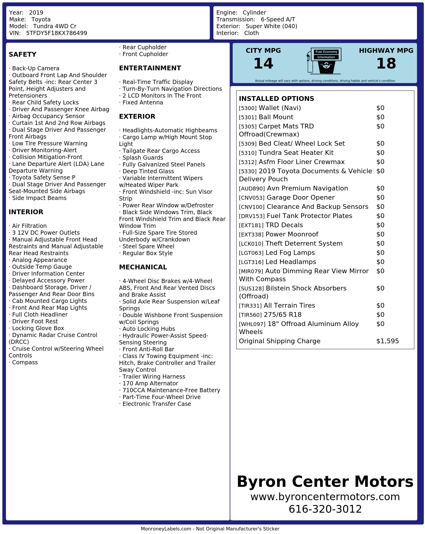 Monroney Label