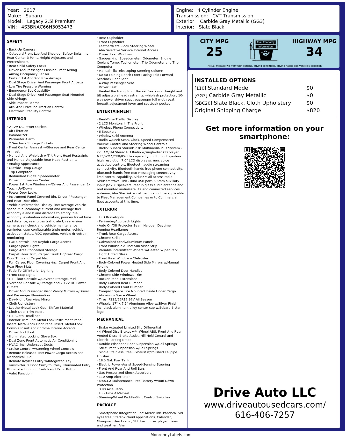 Monroney Label