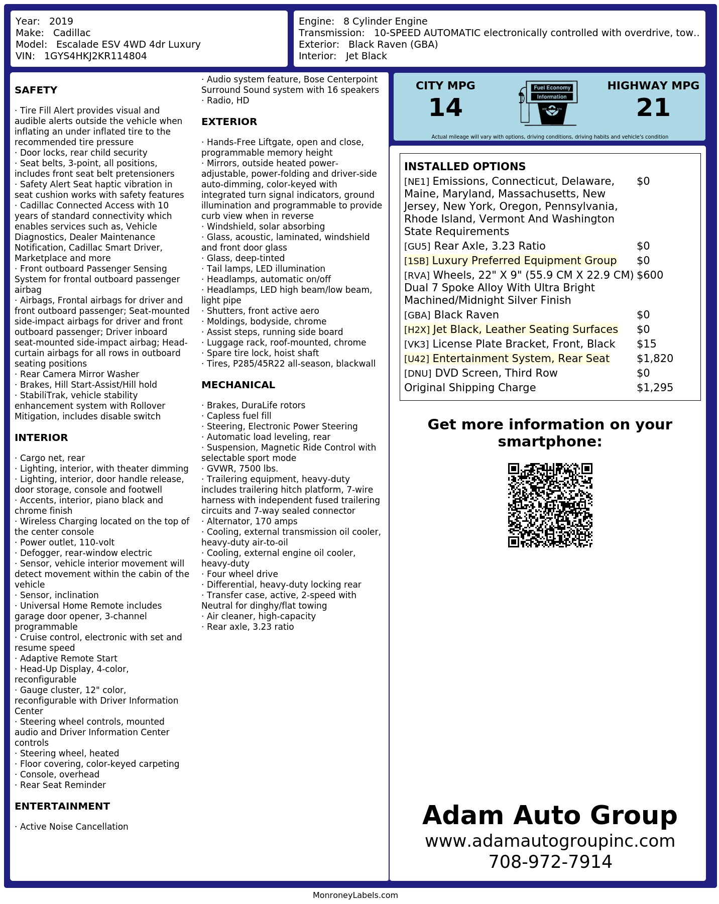 Monroney Label