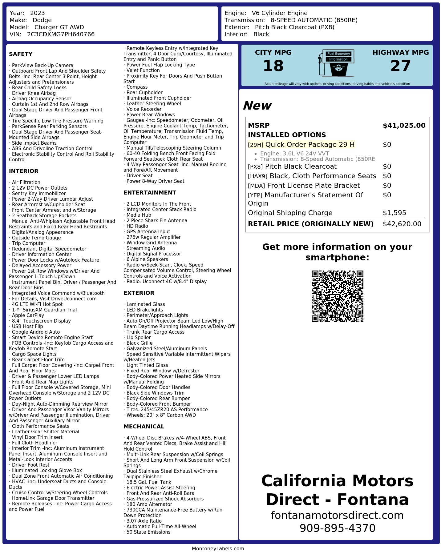 Monroney Label