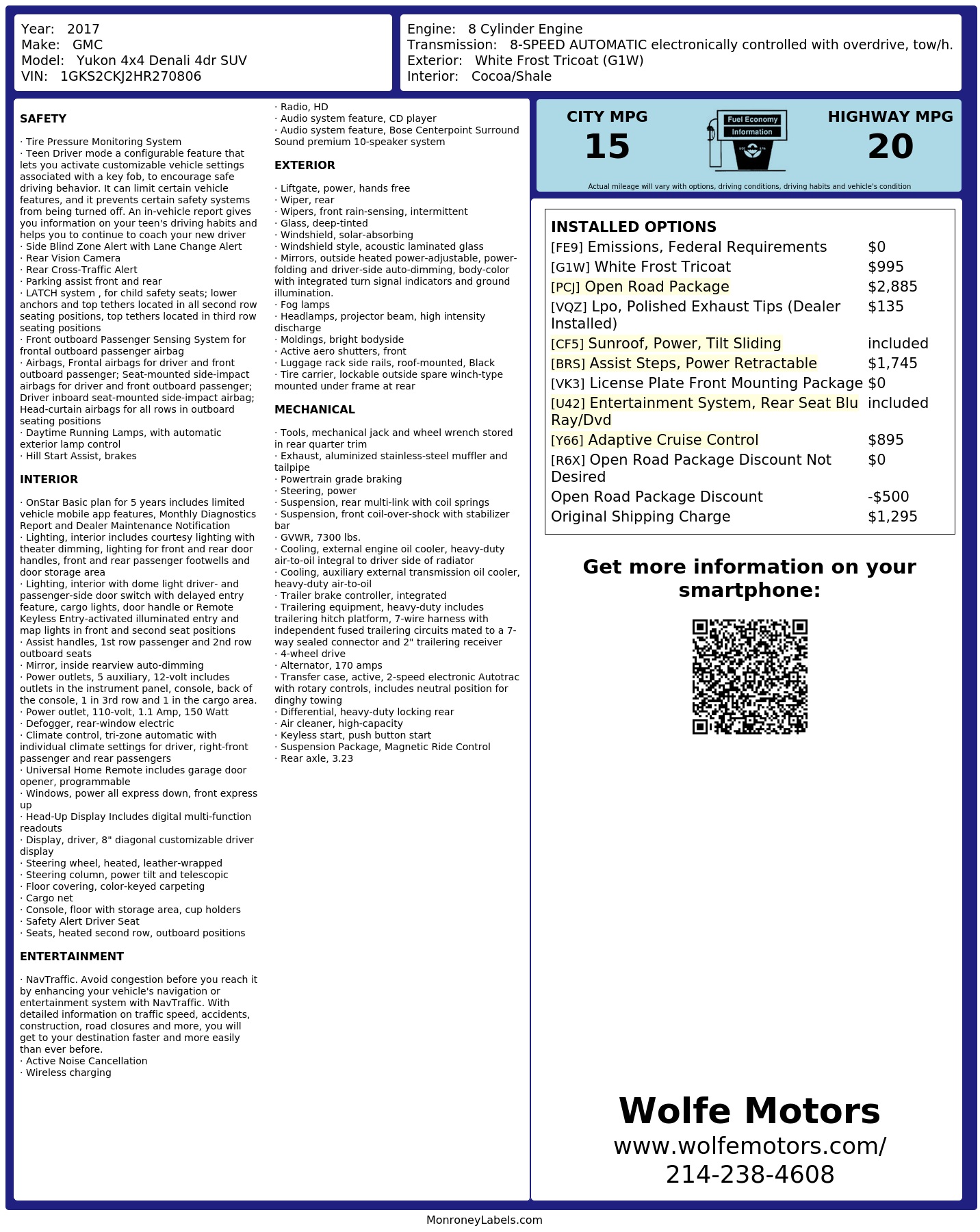 Monroney Label