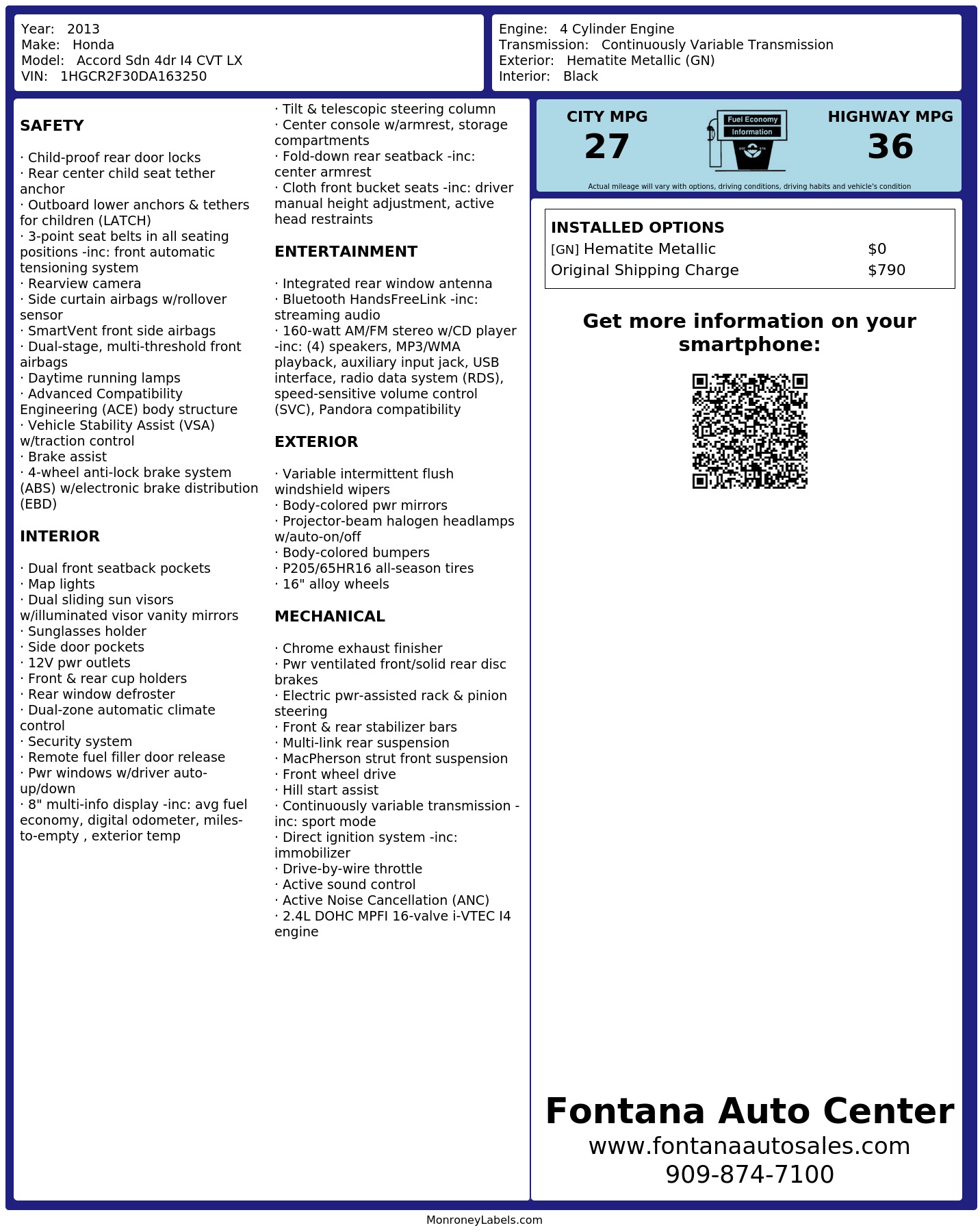 Monroney Label