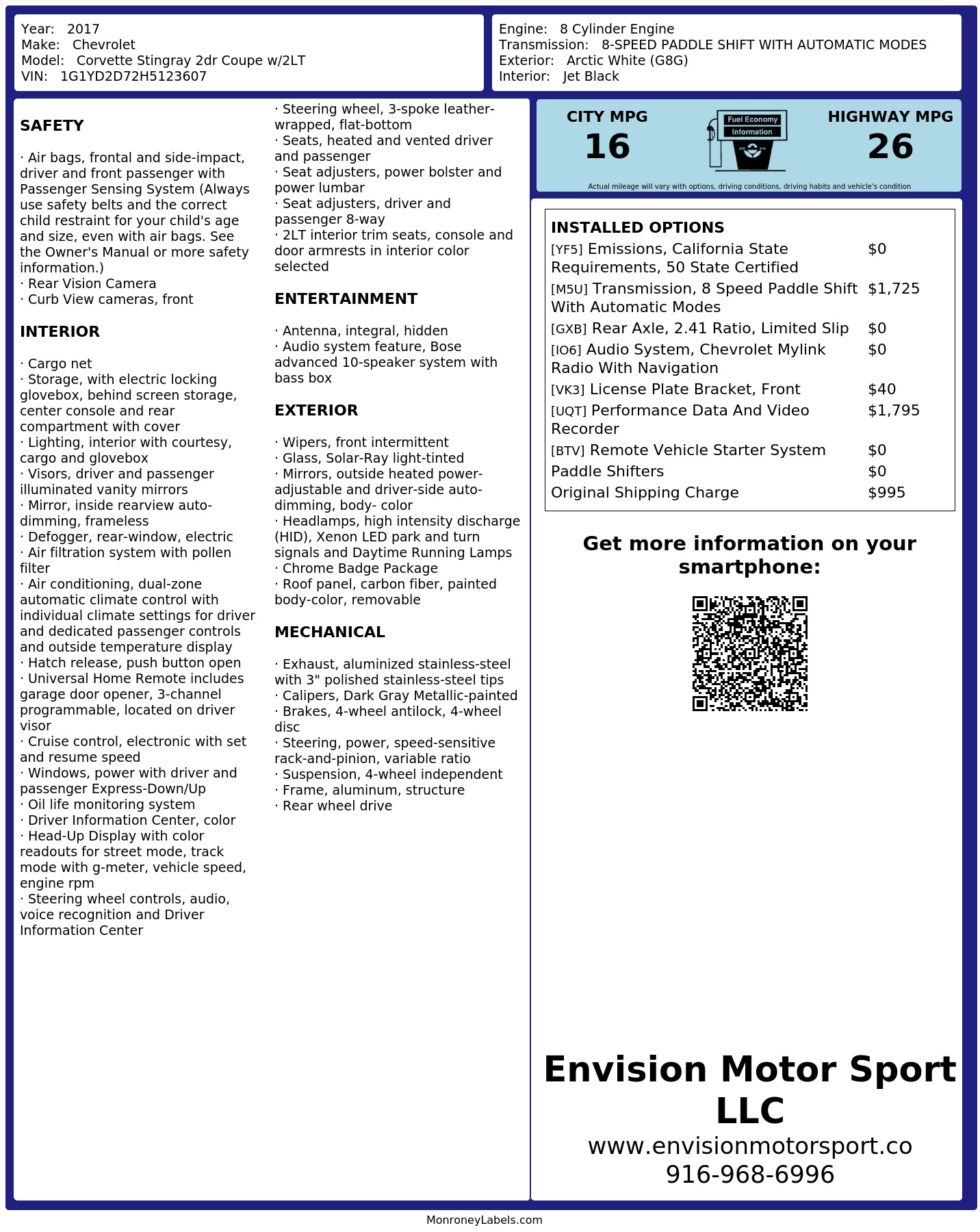 Monroney Label