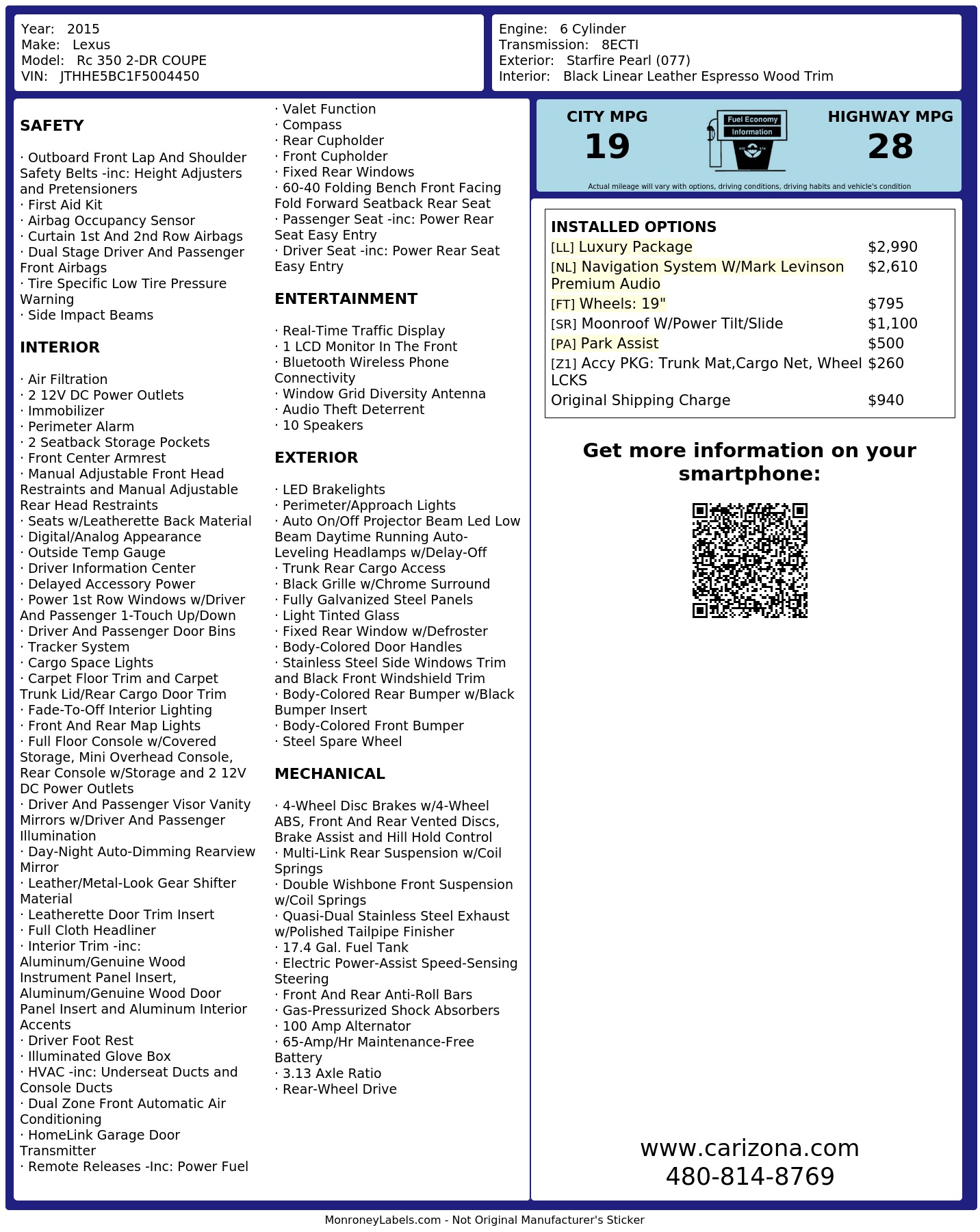 Monroney Label