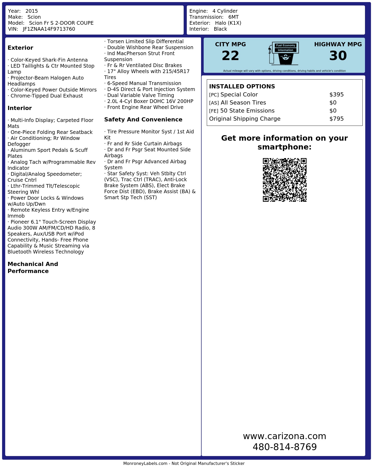 Monroney Label