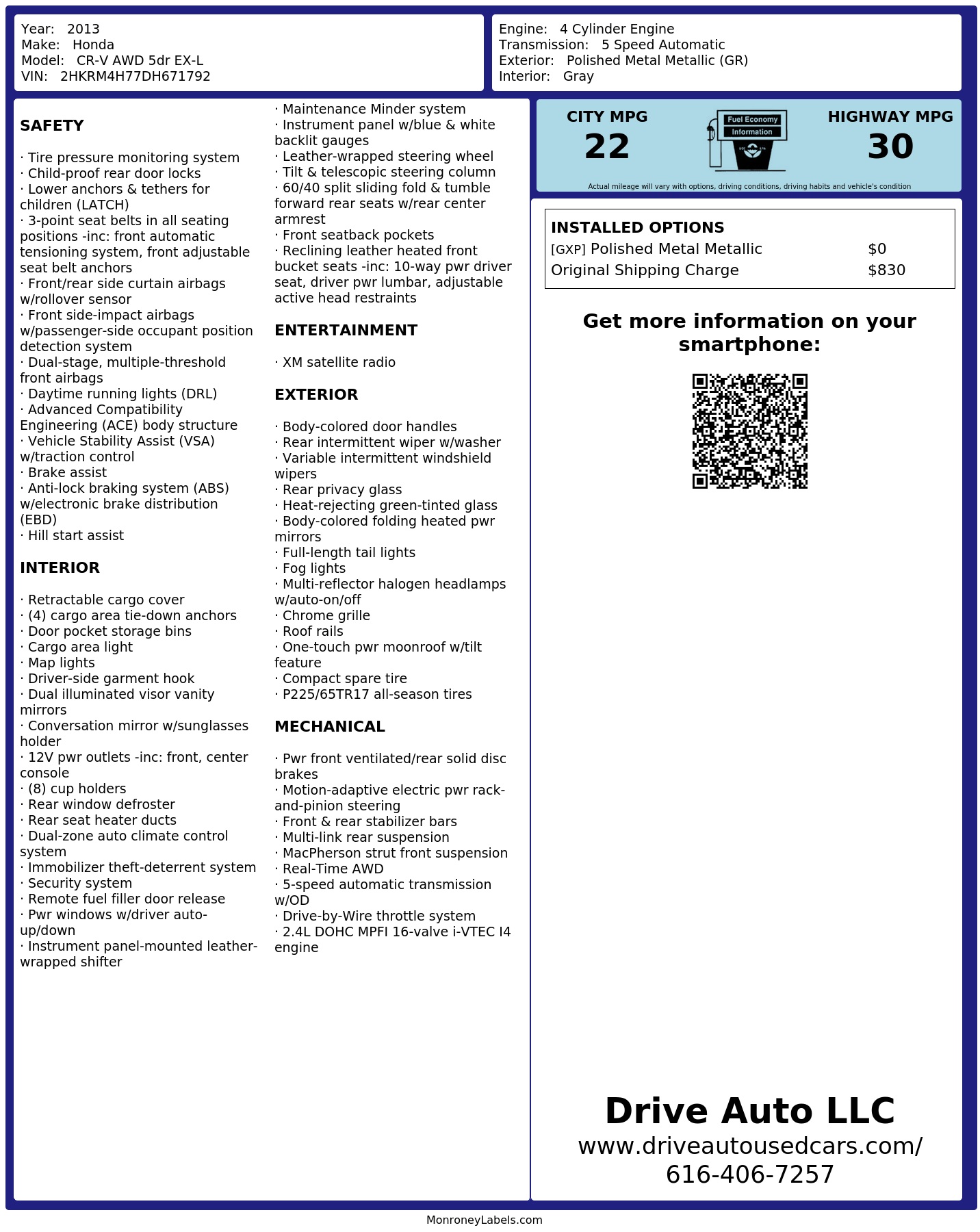 Monroney Label