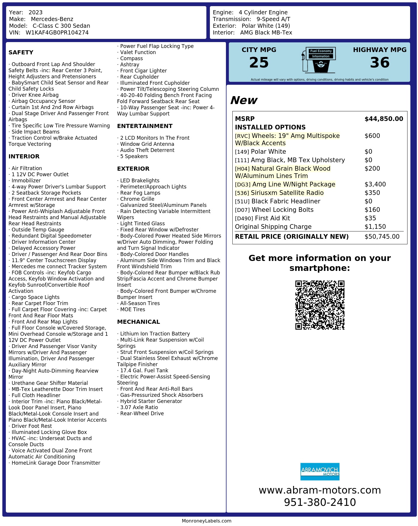 Monroney Label