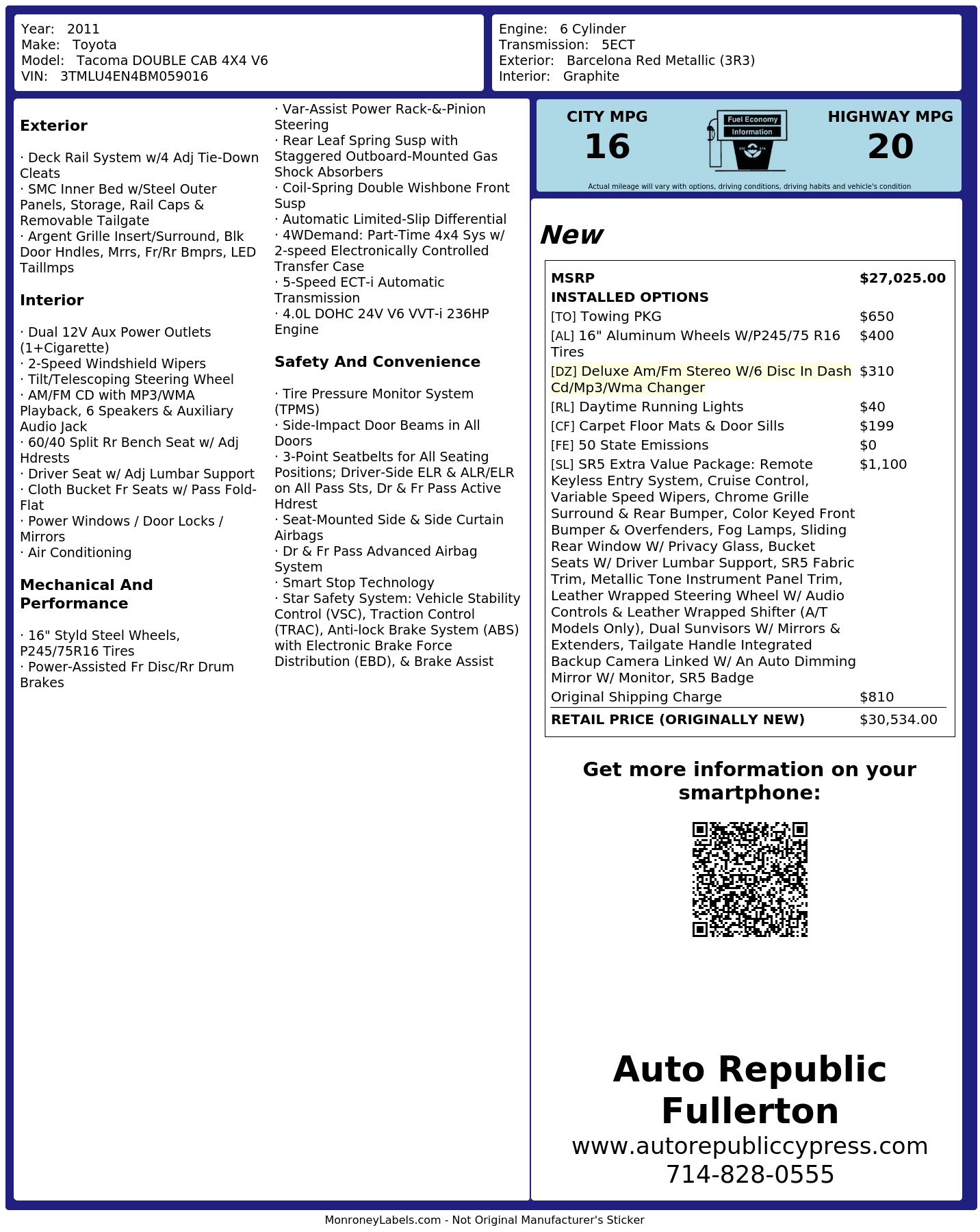 Monroney Label