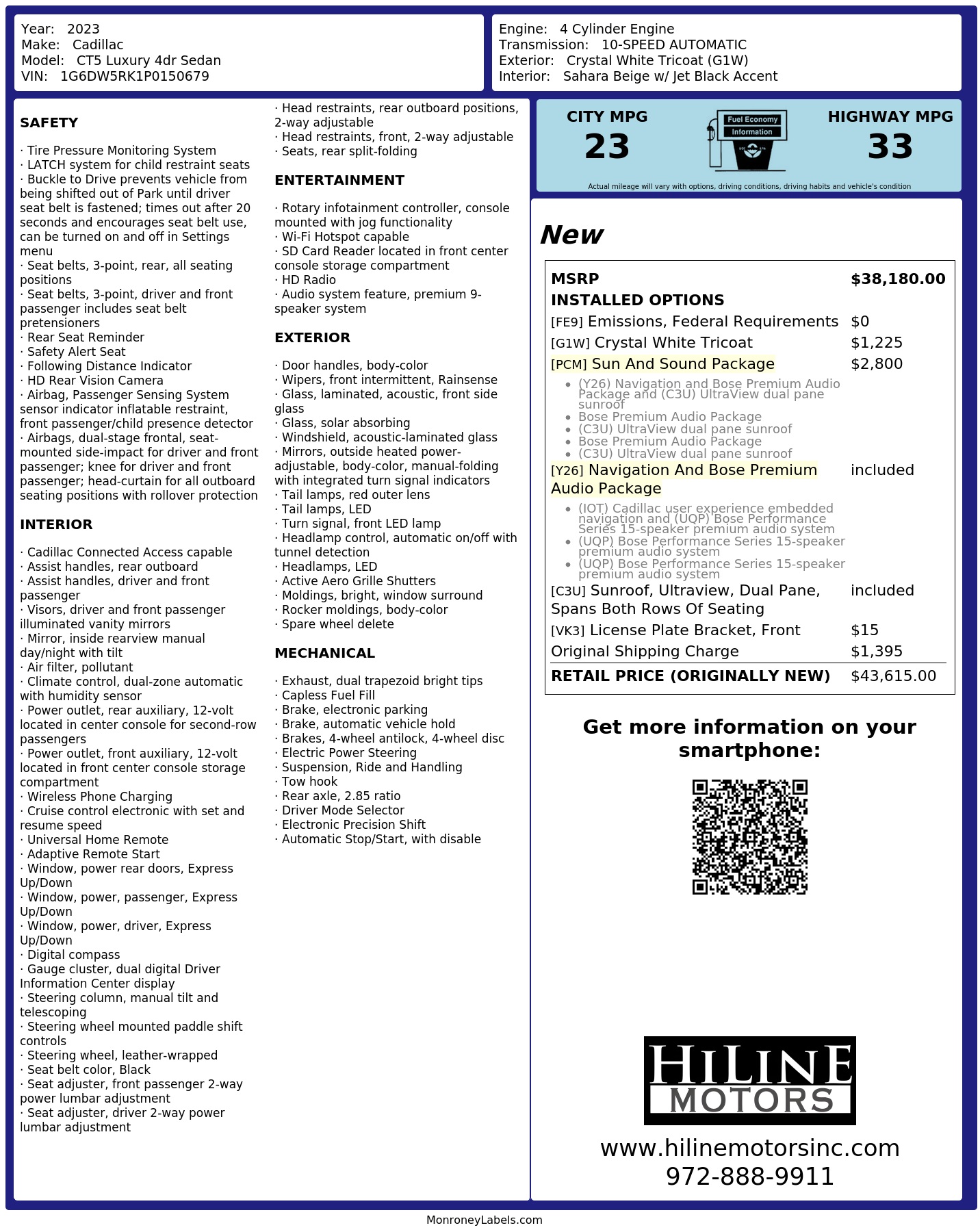 Monroney Label