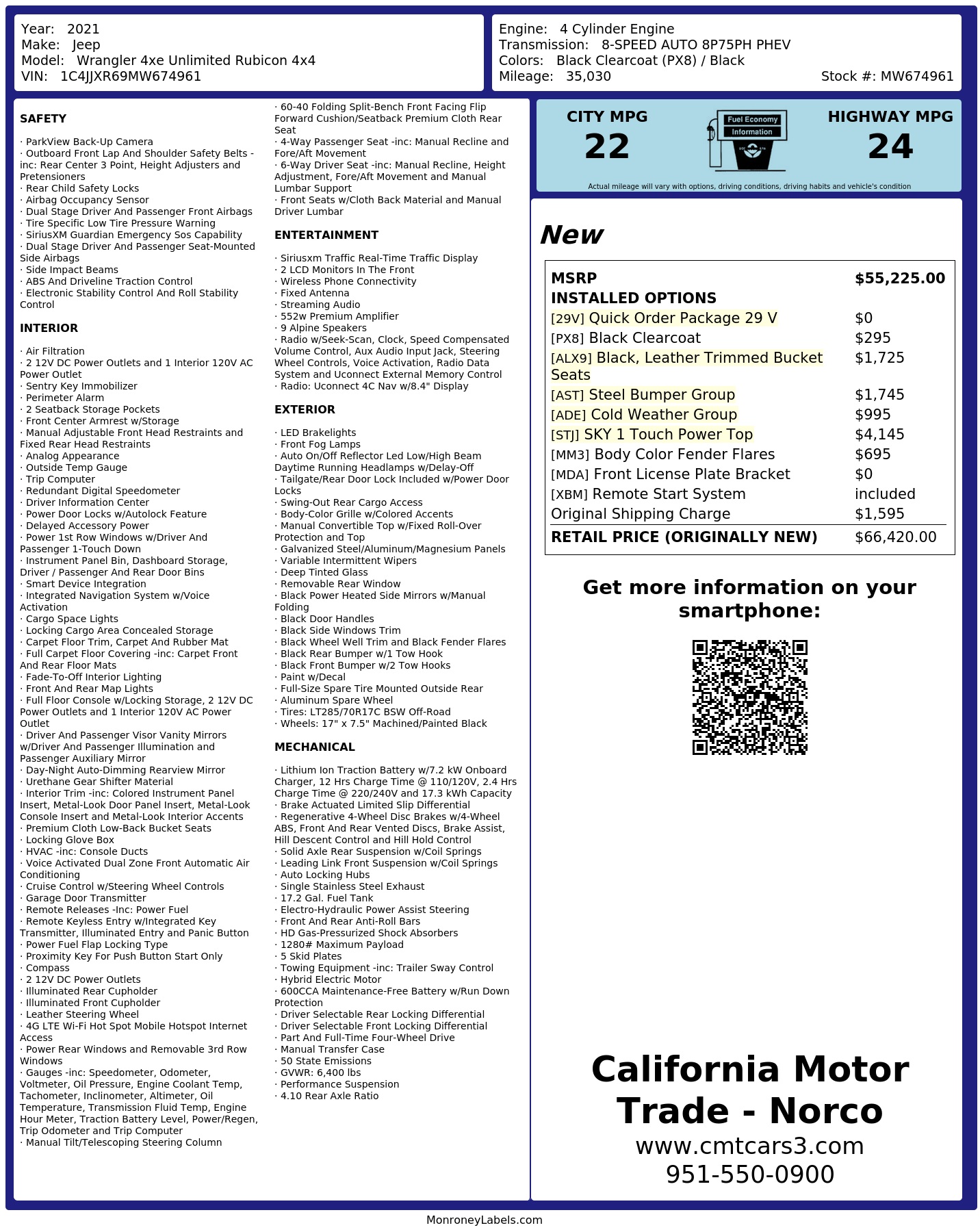 Monroney Label