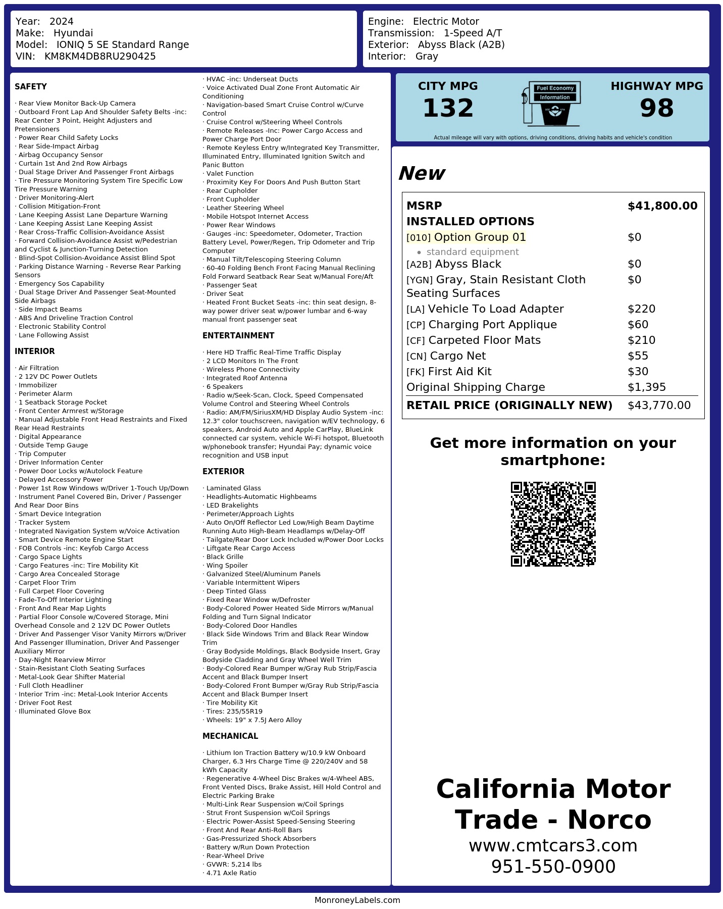 Monroney Label