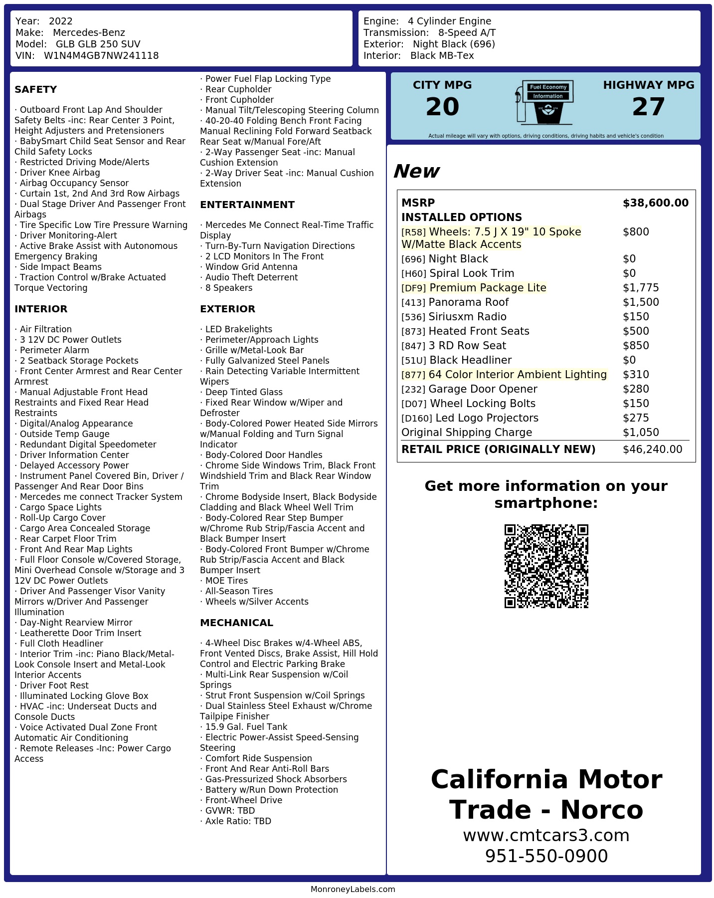 Monroney Label