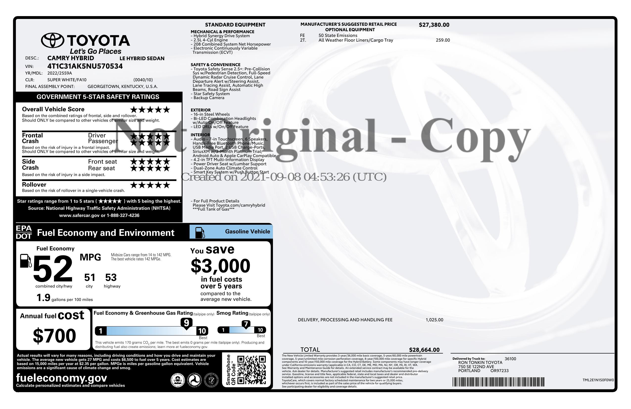 Monroney Label