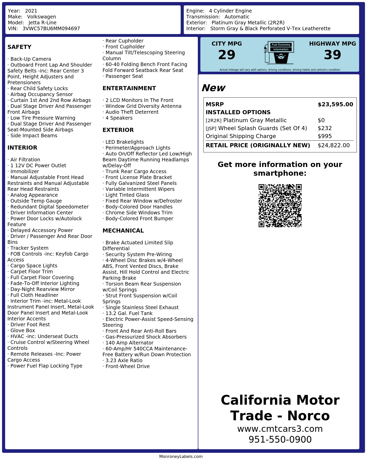 Monroney Label