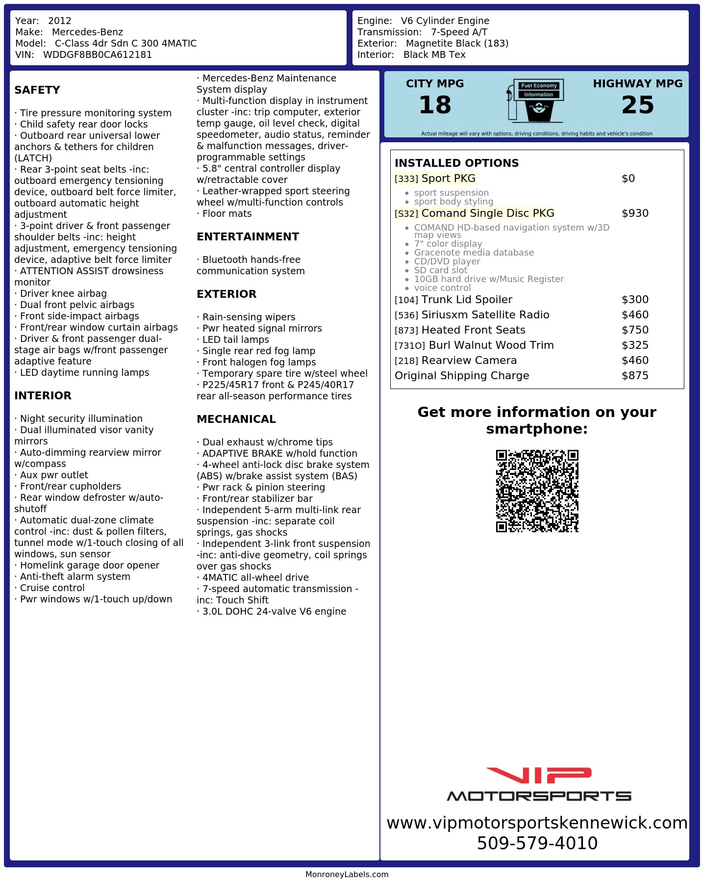 Monroney Label