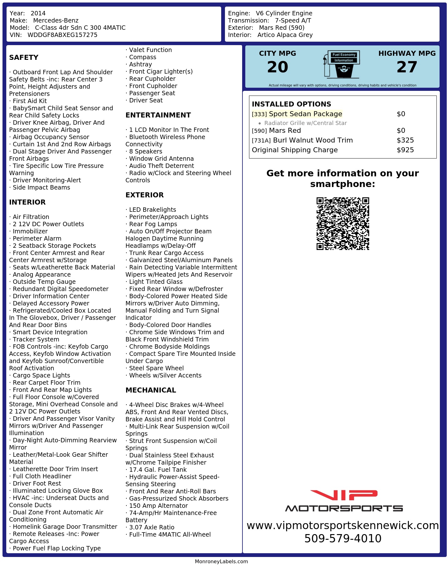 Monroney Label