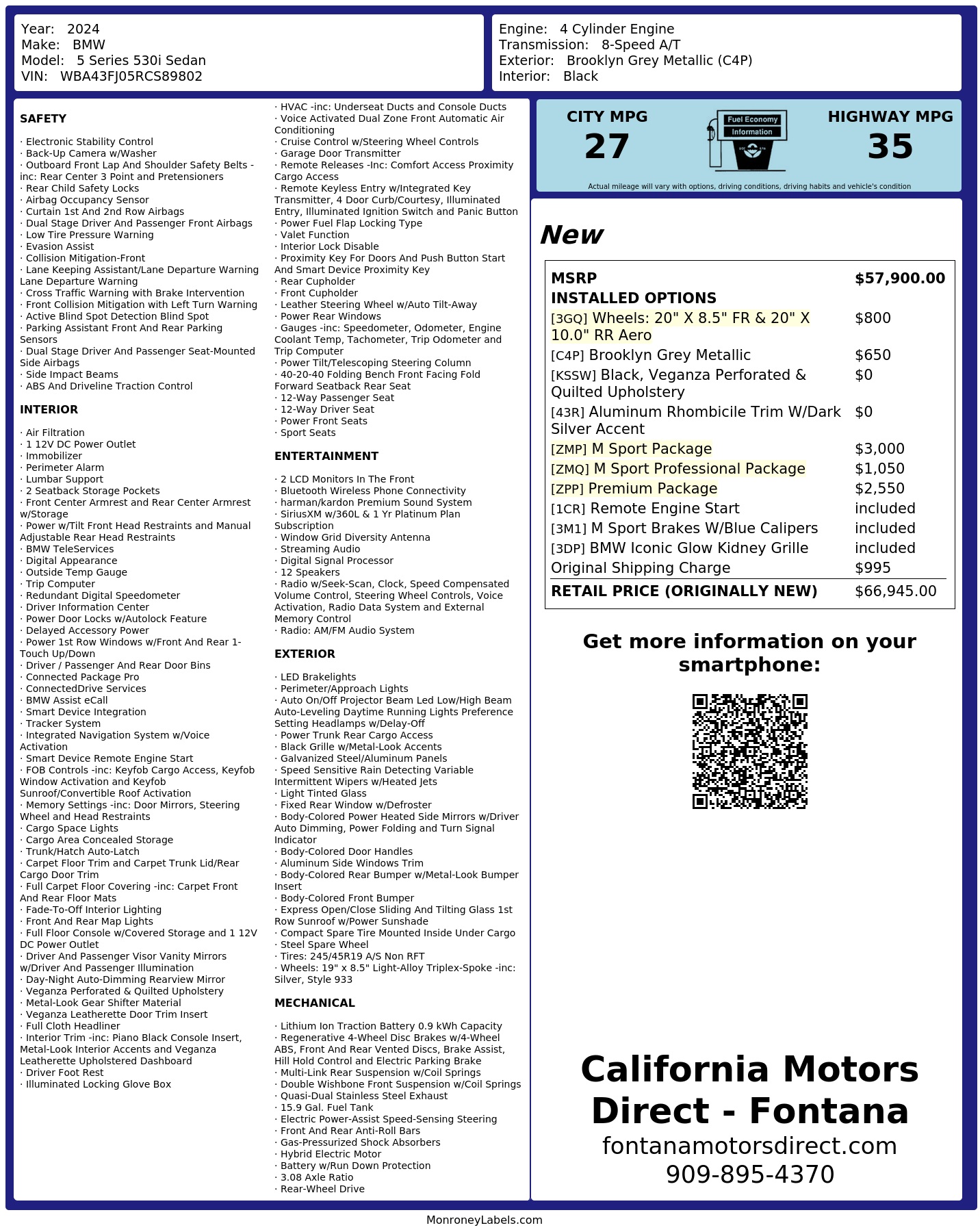 Monroney Label