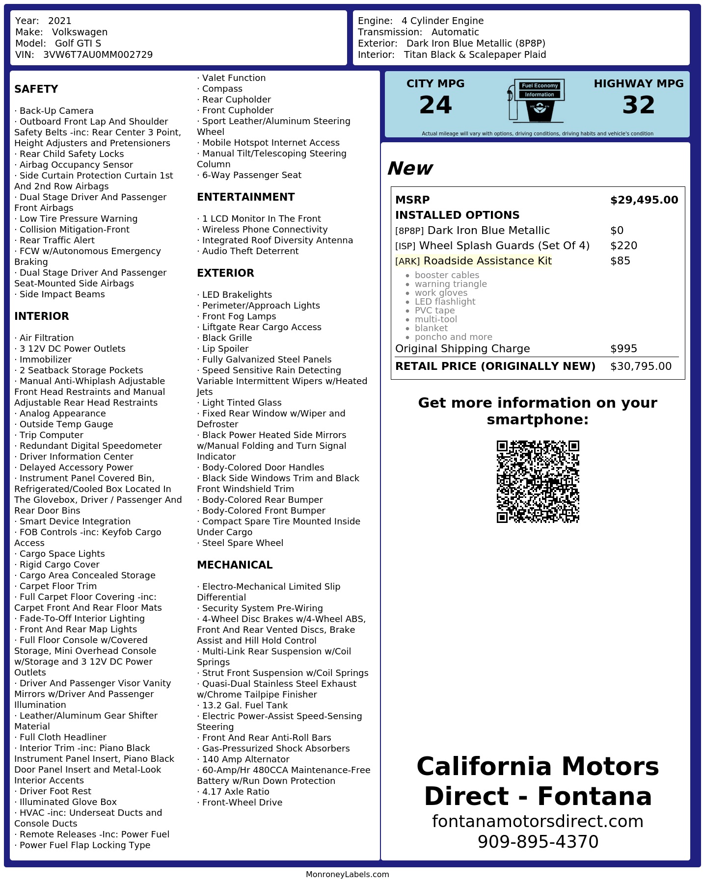 Monroney Label