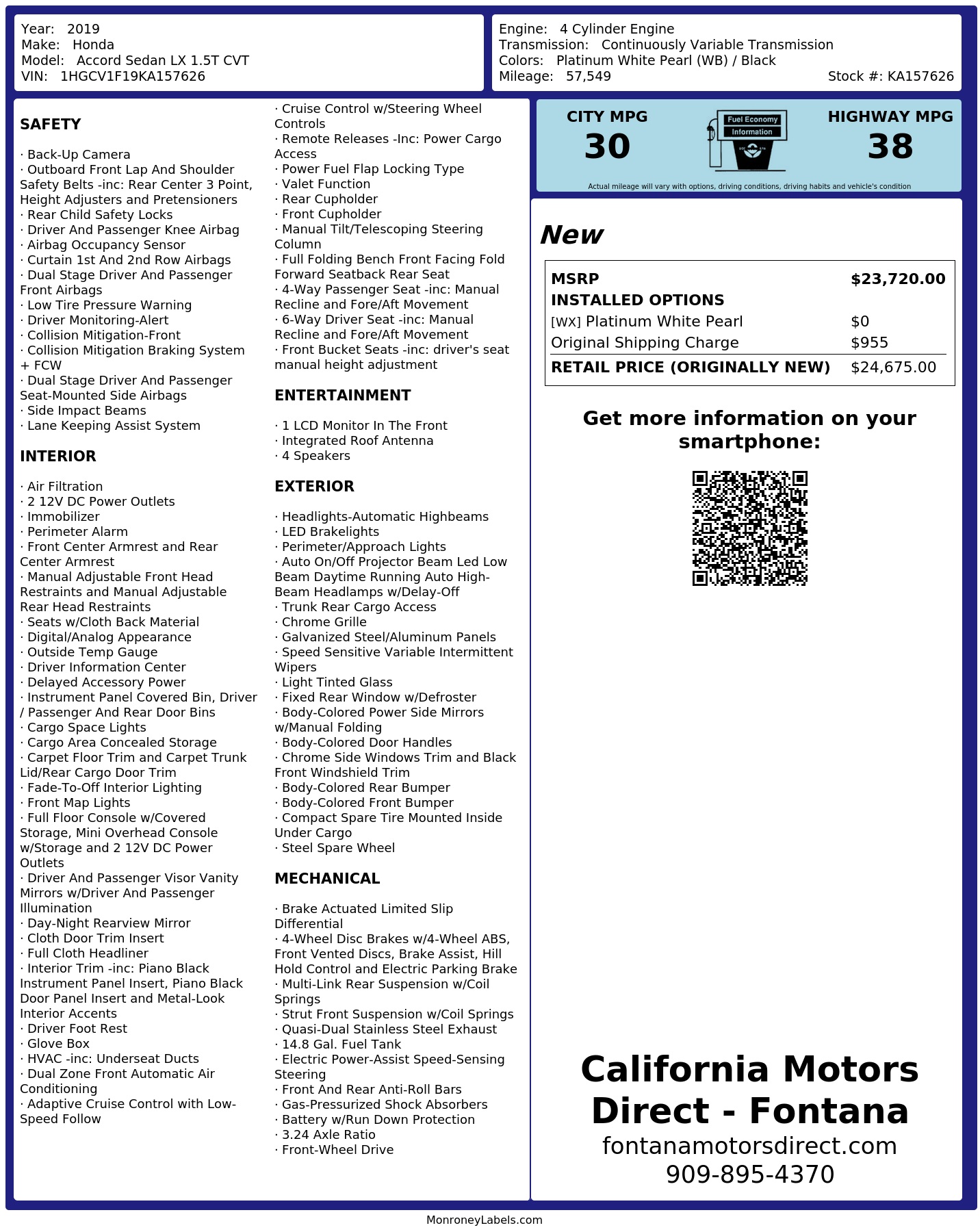 Monroney Label