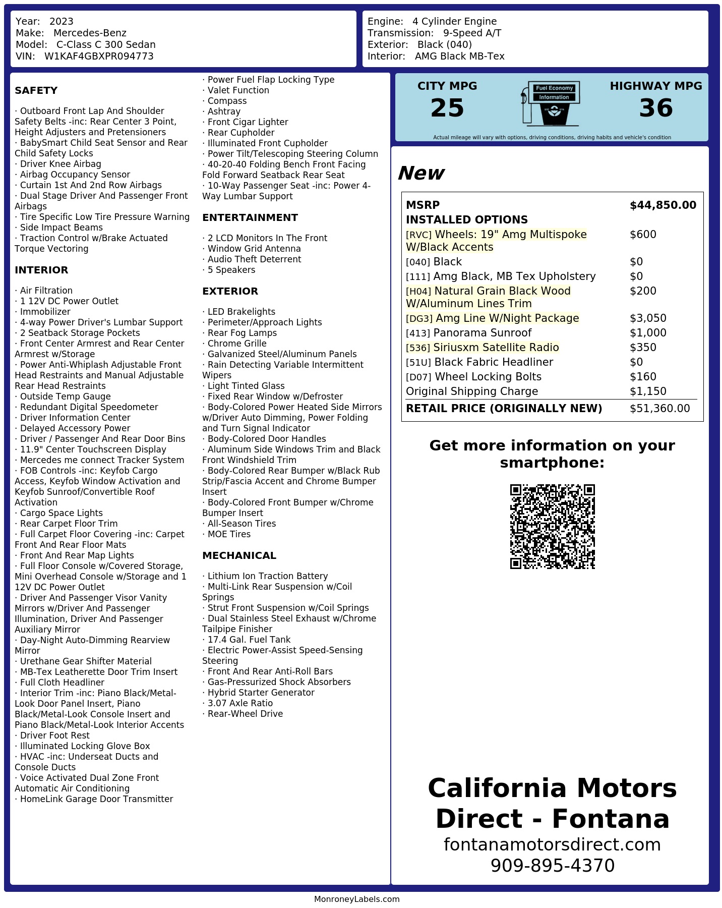 Monroney Label