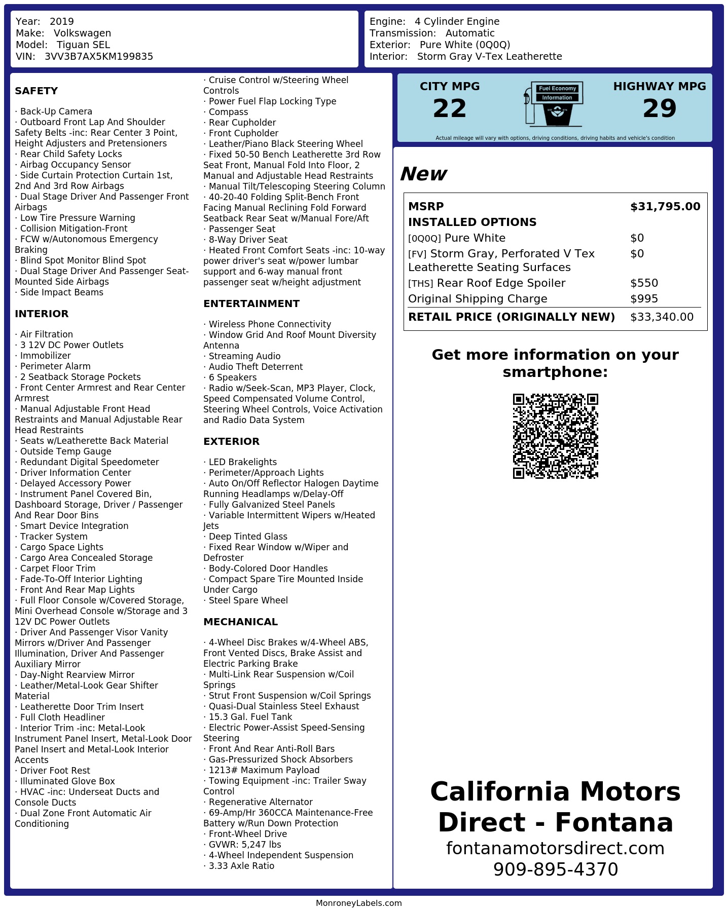 Monroney Label