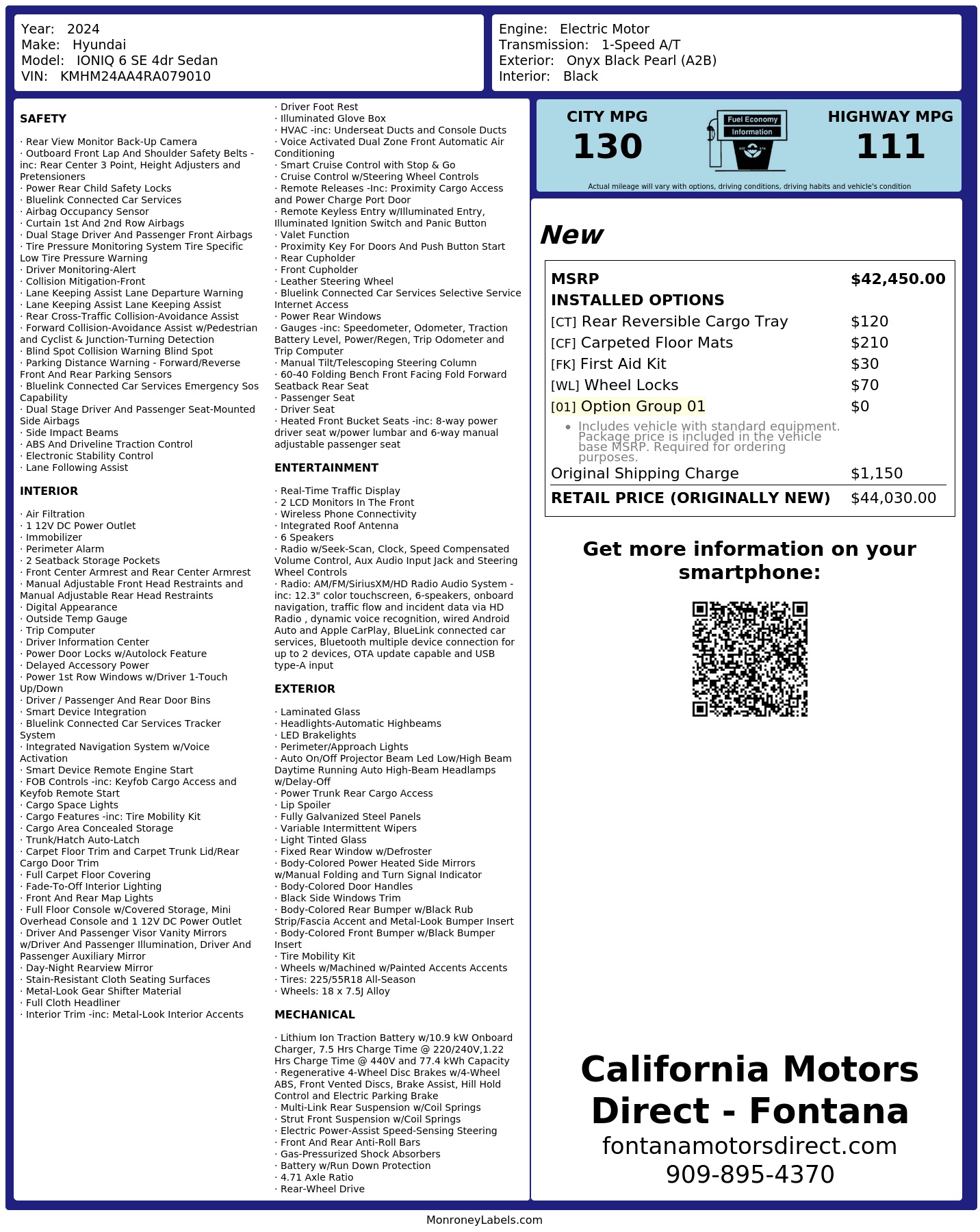 Monroney Label