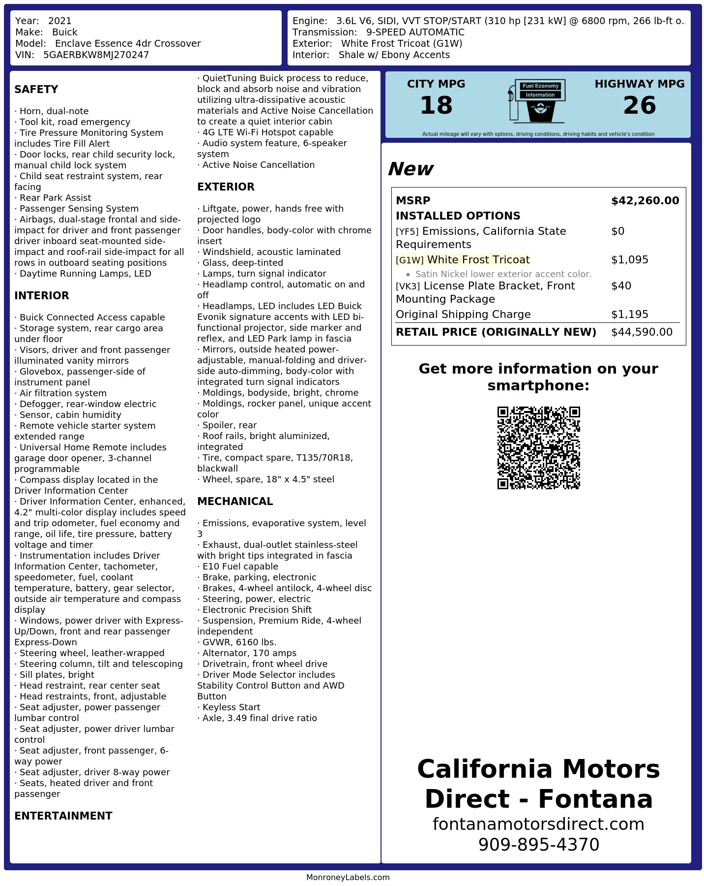 Monroney Label