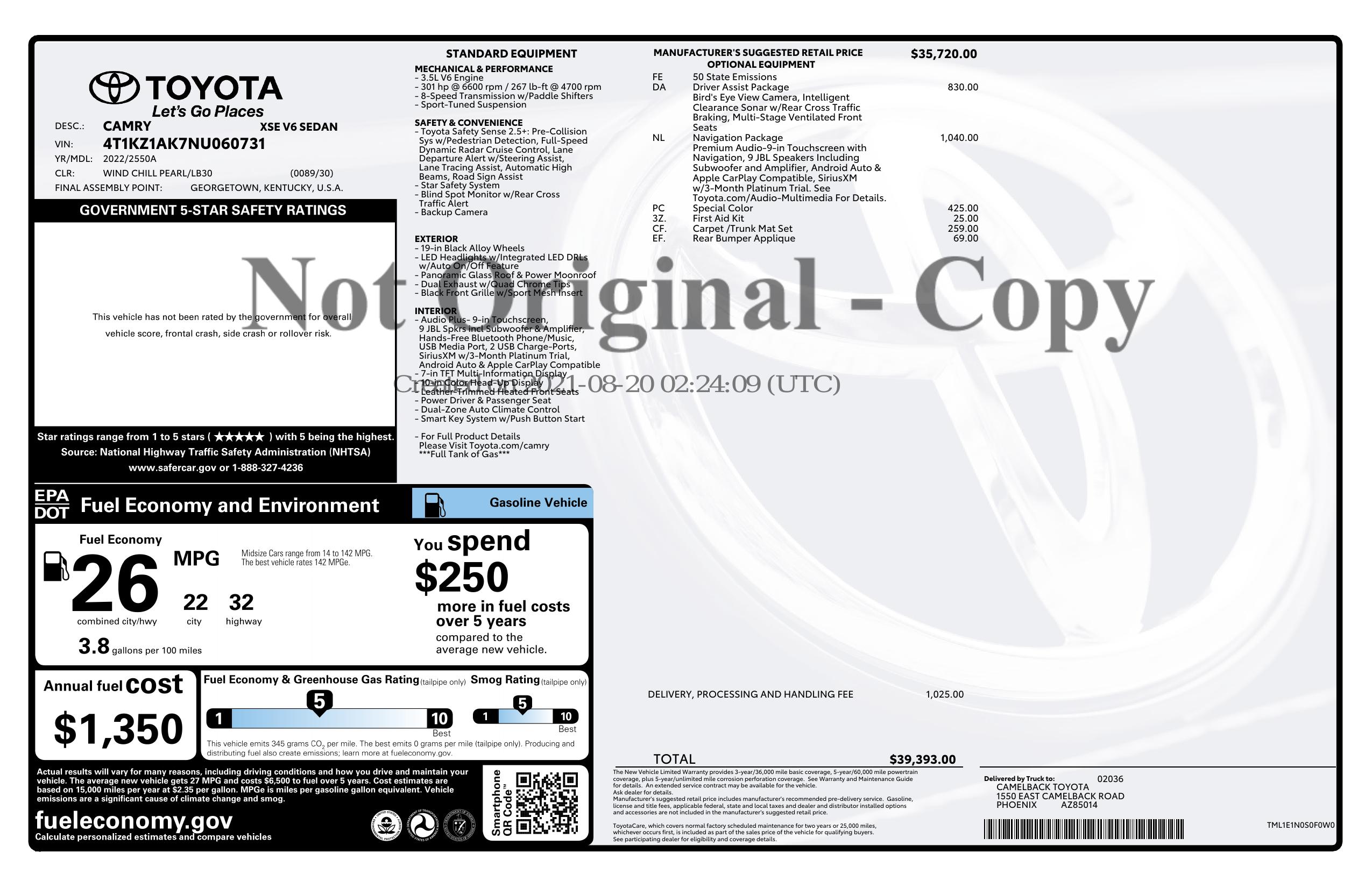 Monroney Label