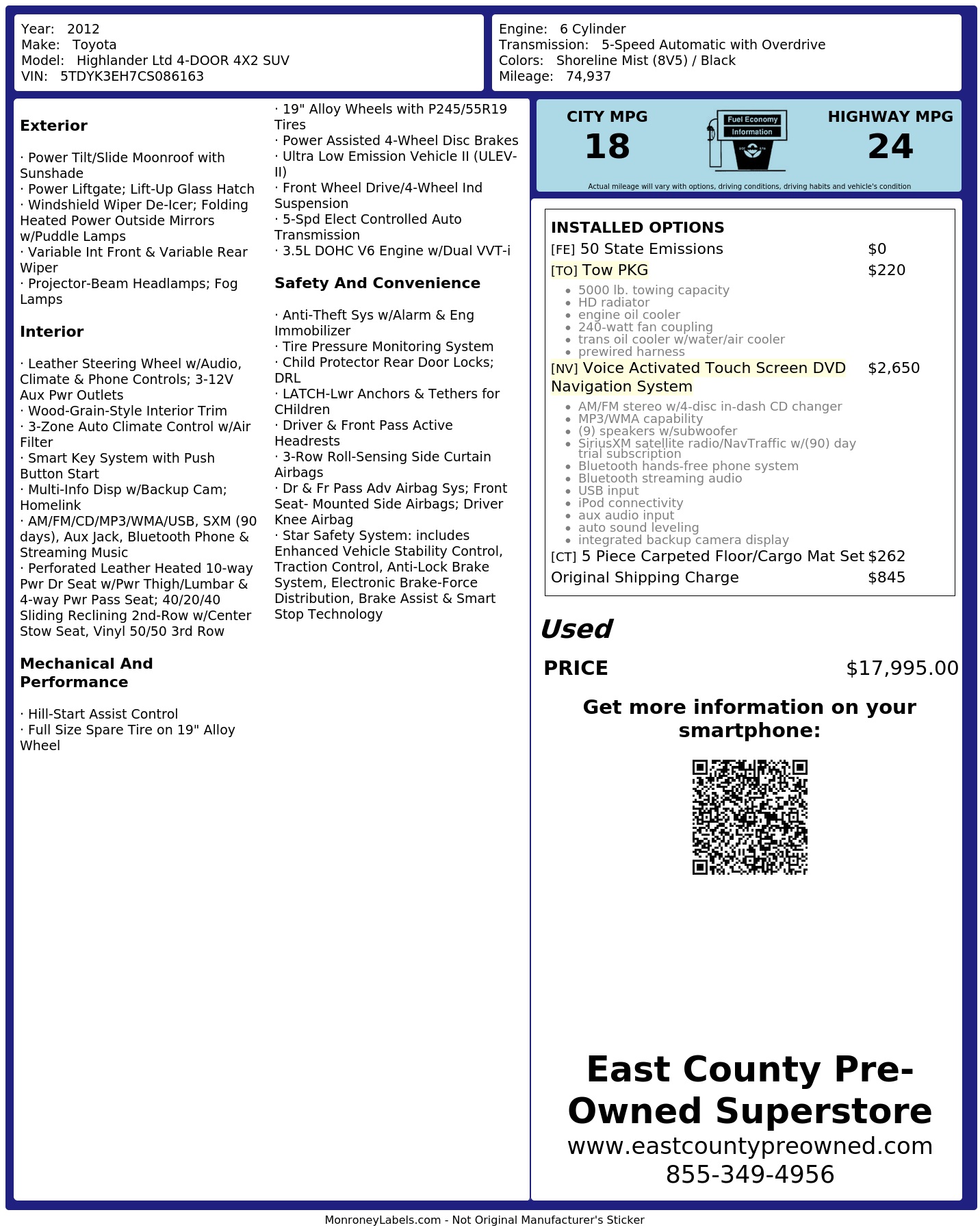 Monroney Label