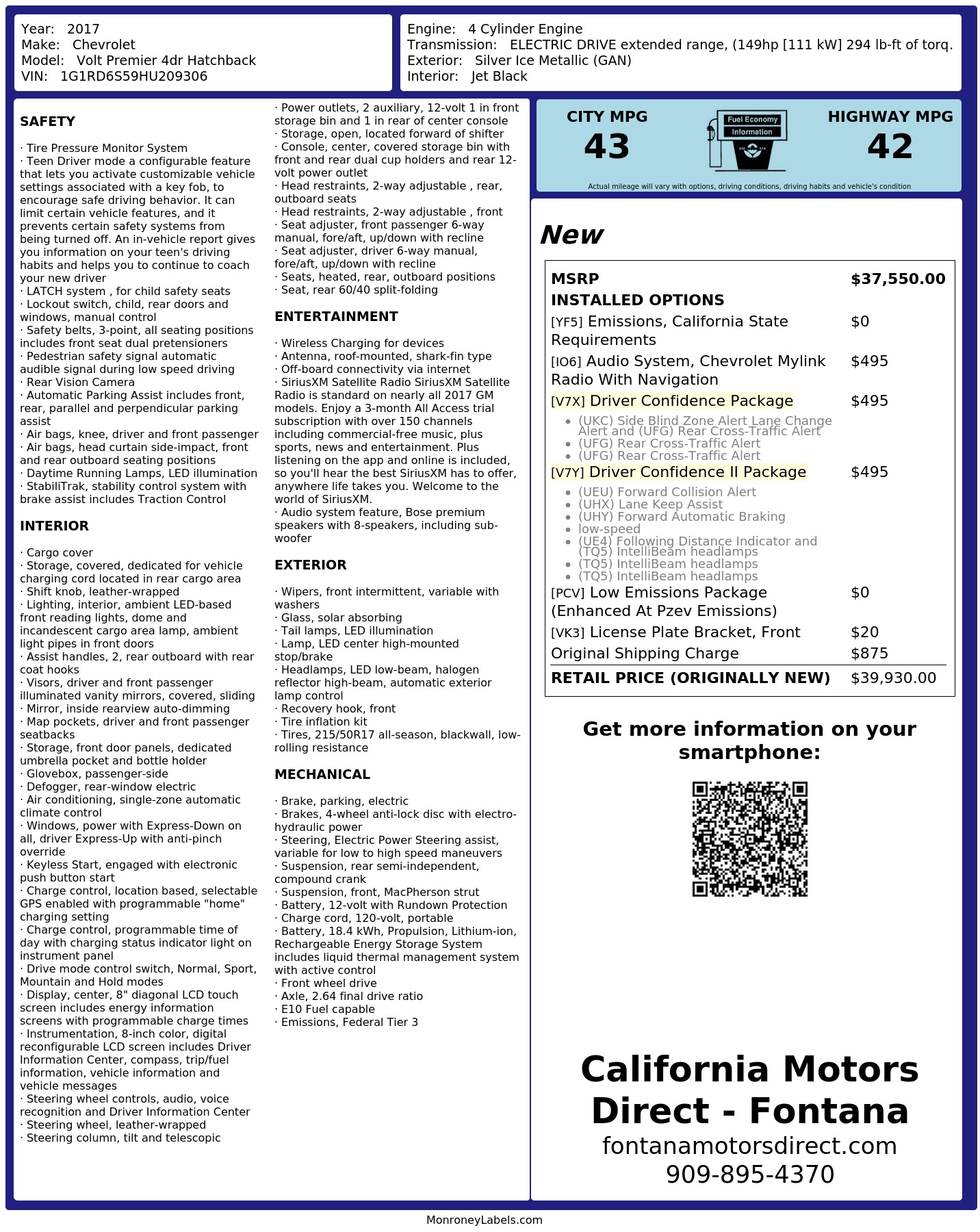 Monroney Label